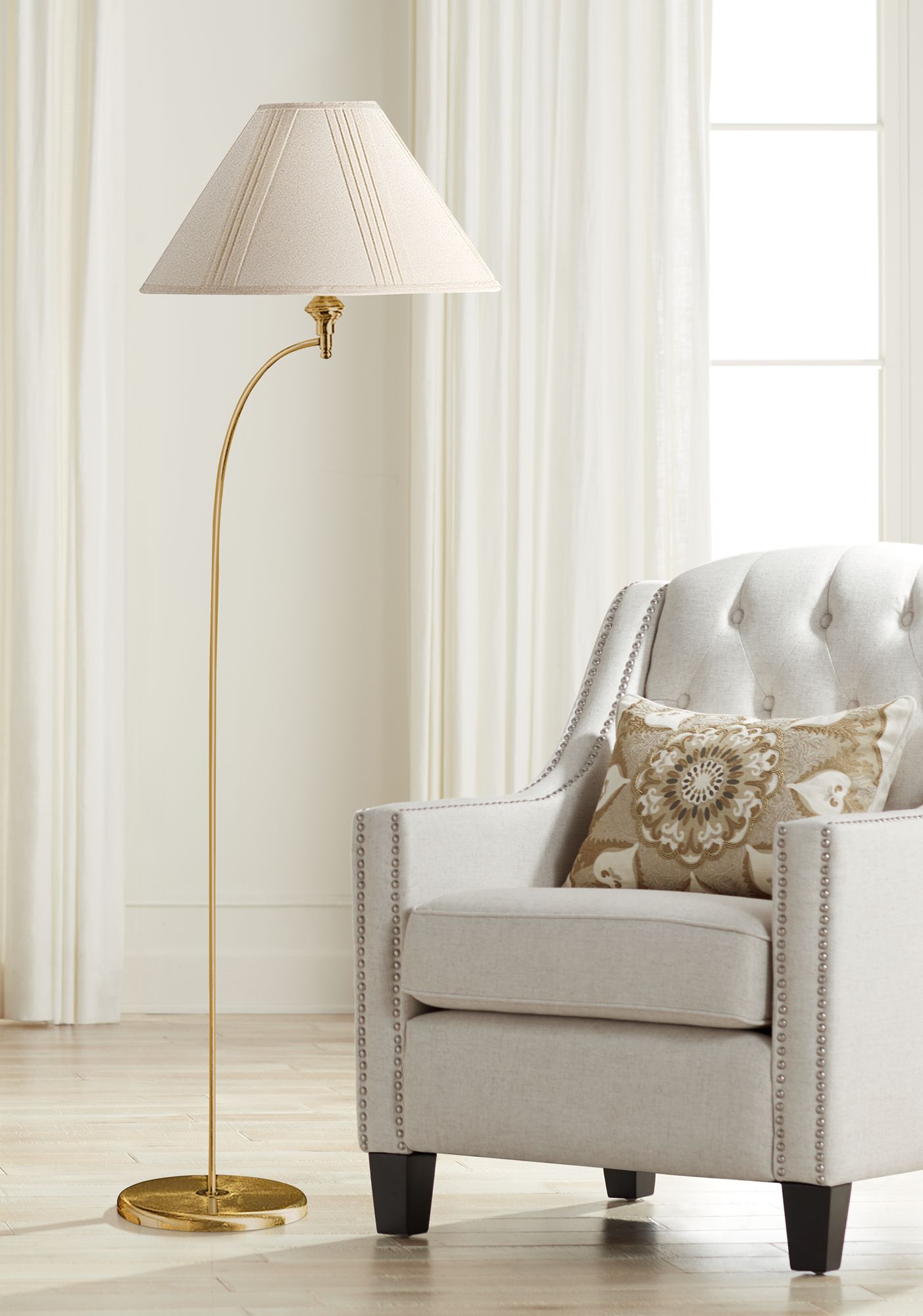 Parcin Antique Brass Mini Arc Floor Lamp