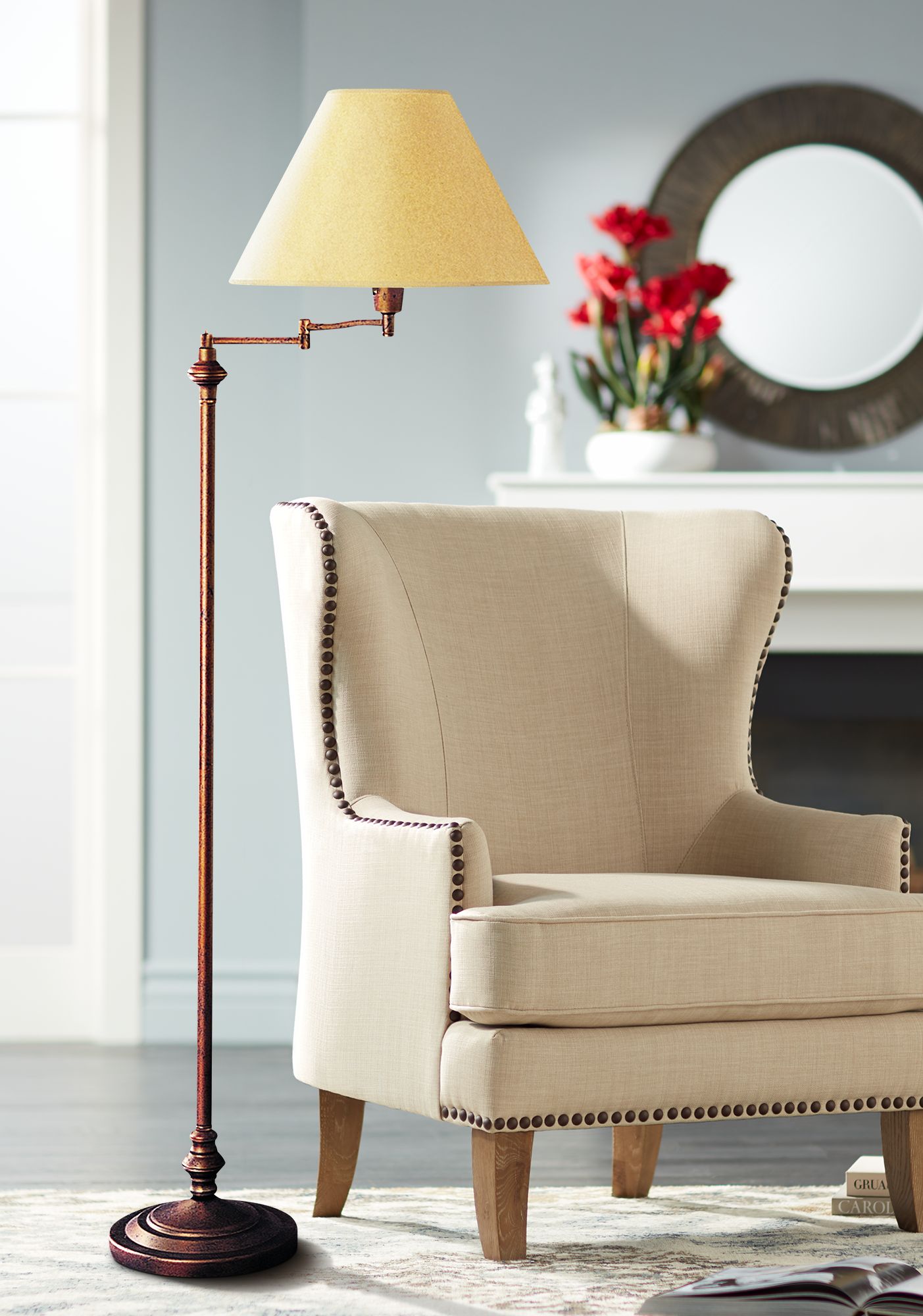Bellhaven Rust Swing Arm Floor Lamp