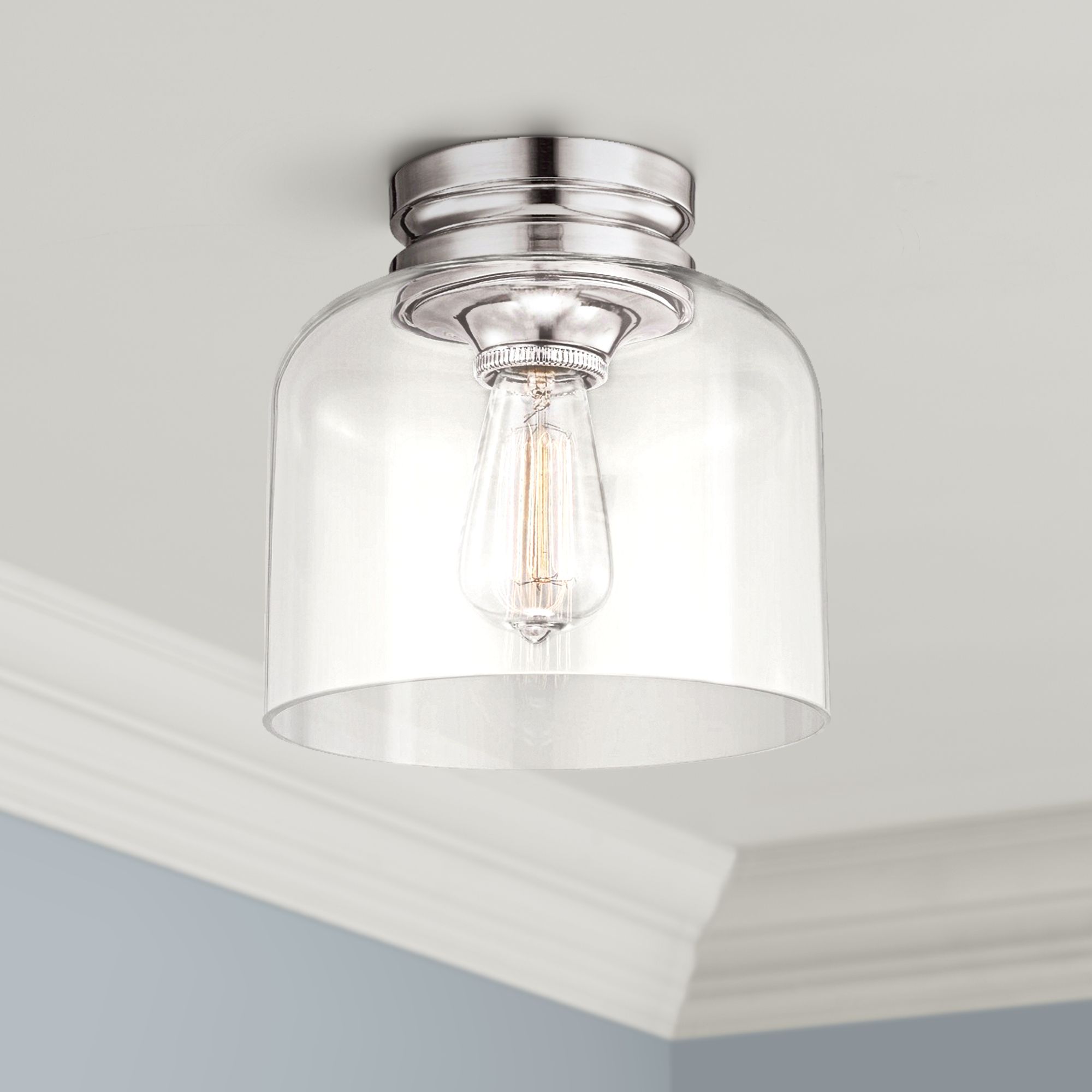 Feiss Hounslow 9" High Polished Nickel Ceiling Light