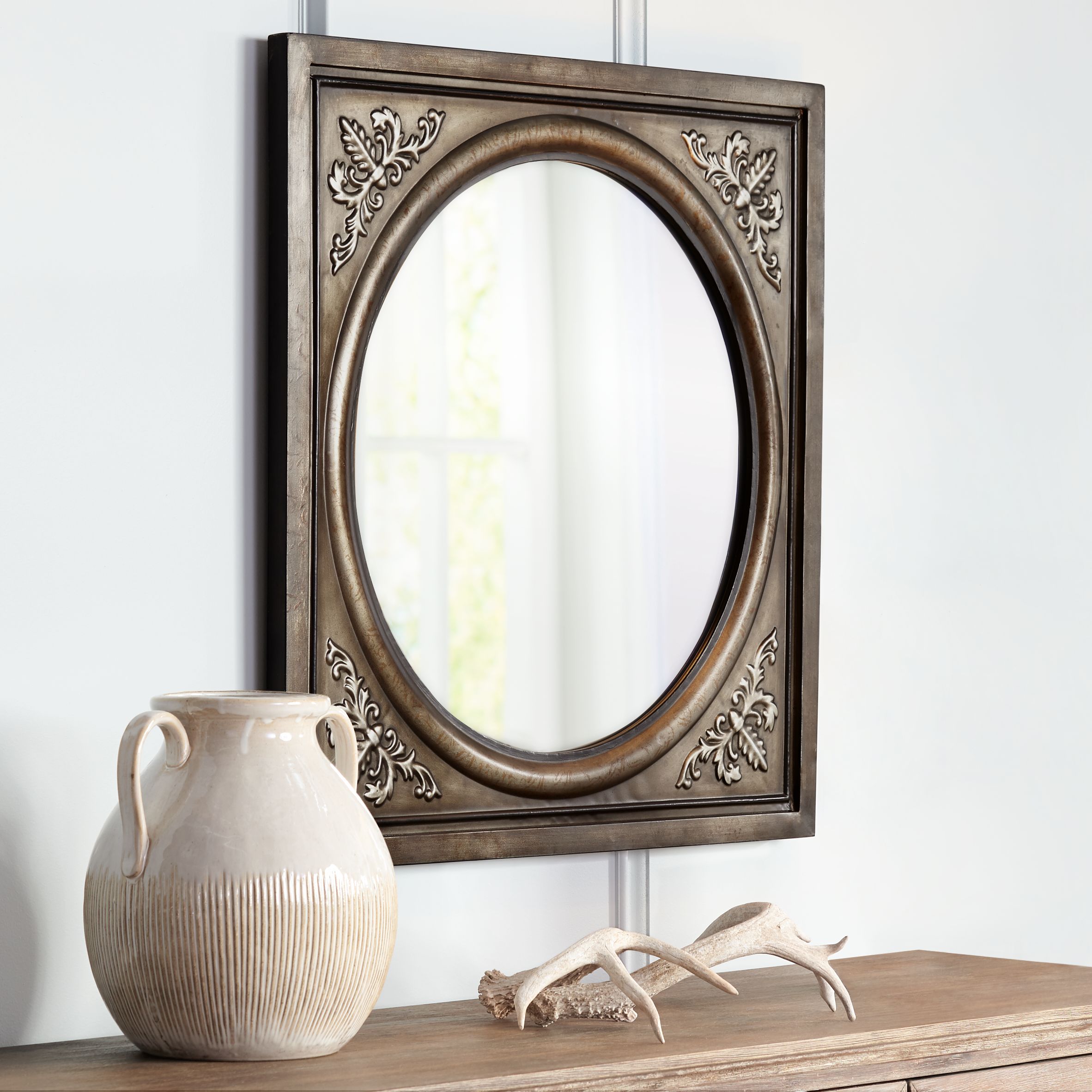 Uttermost Ireneus Antique Silver 34" Square Wall Mirror