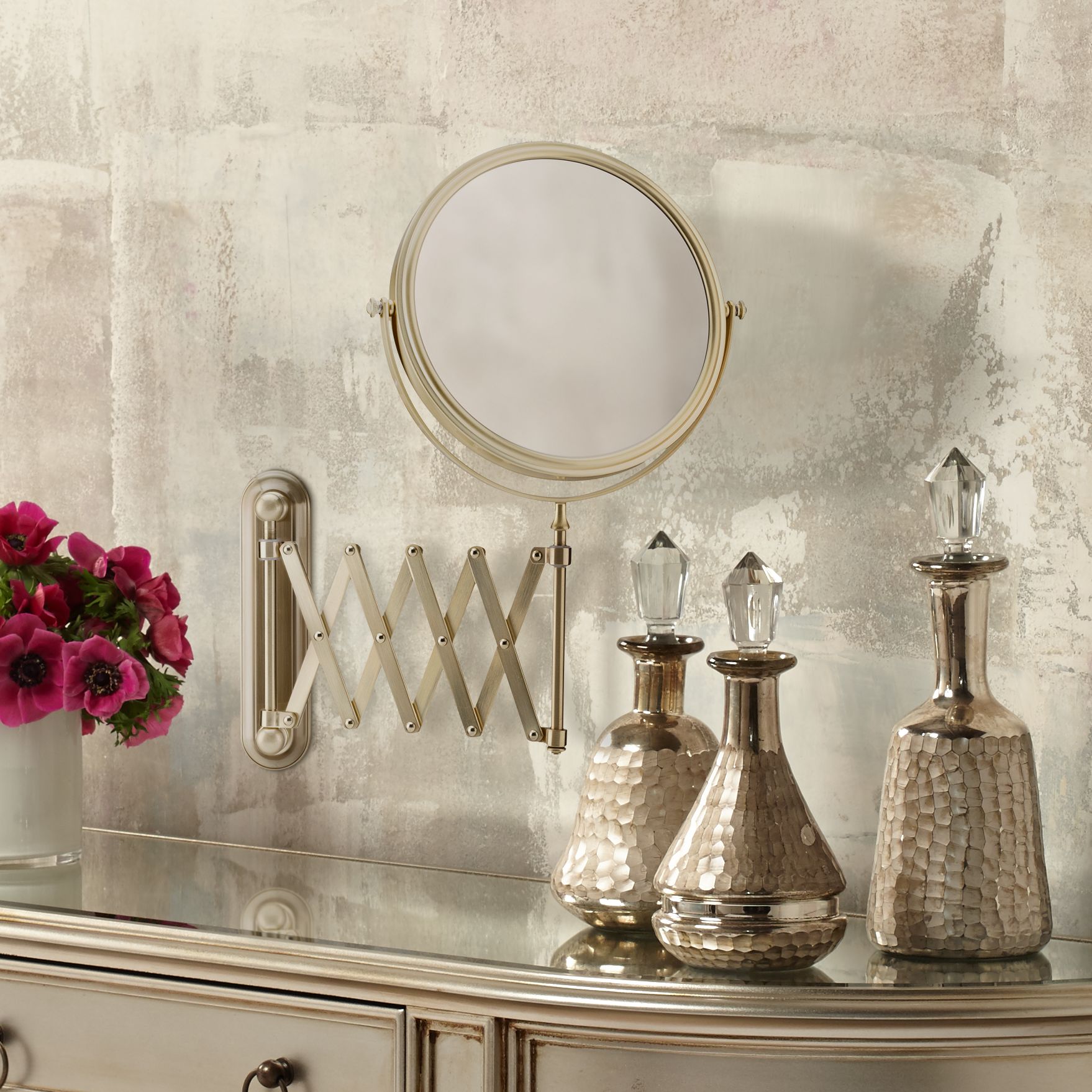 Aptations Extension Arm 9" Wide Brushed Brass Wall Mirror 5T829