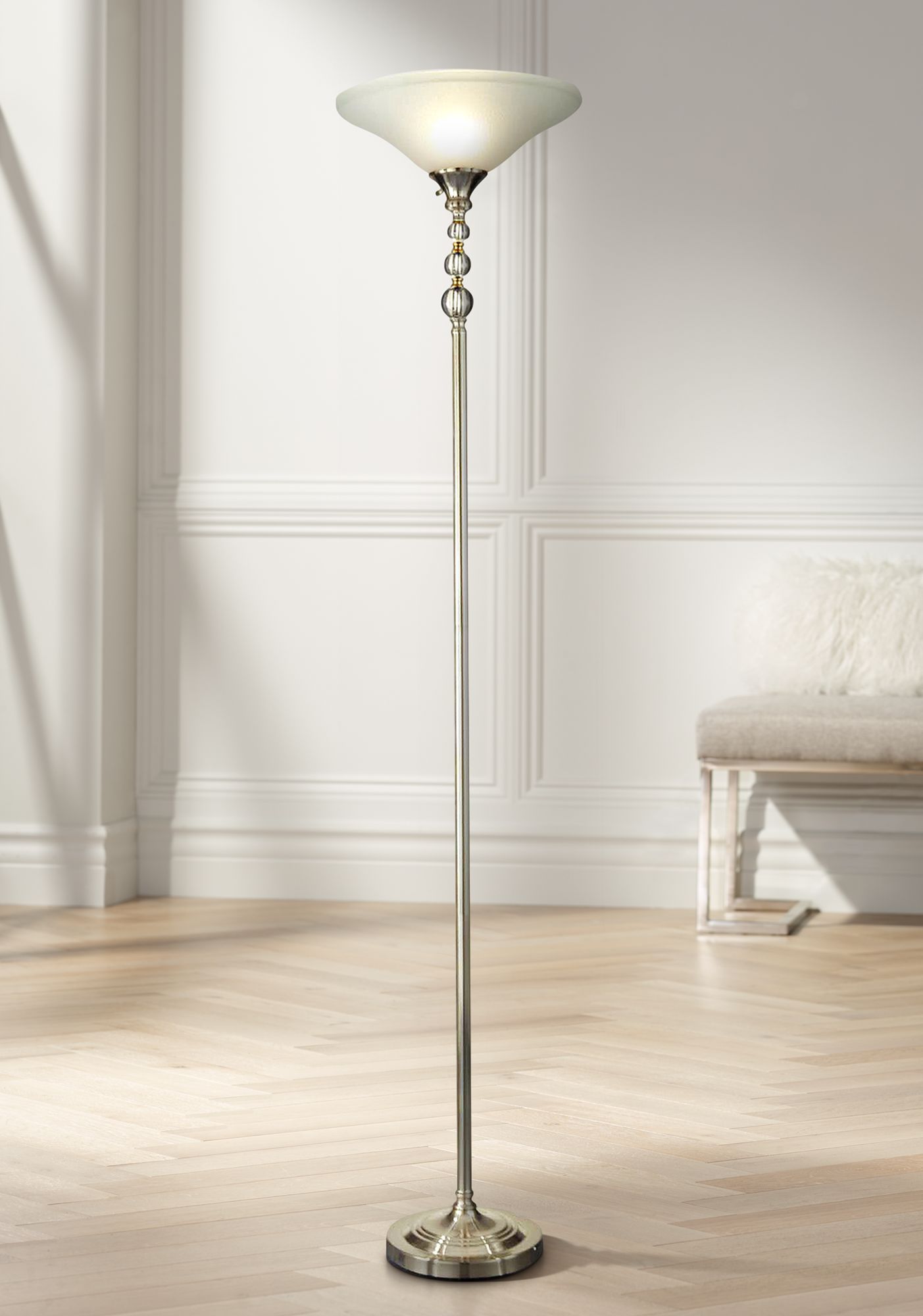 Dale Tiffany Optic Crystal Nickel Torchiere Floor Lamp