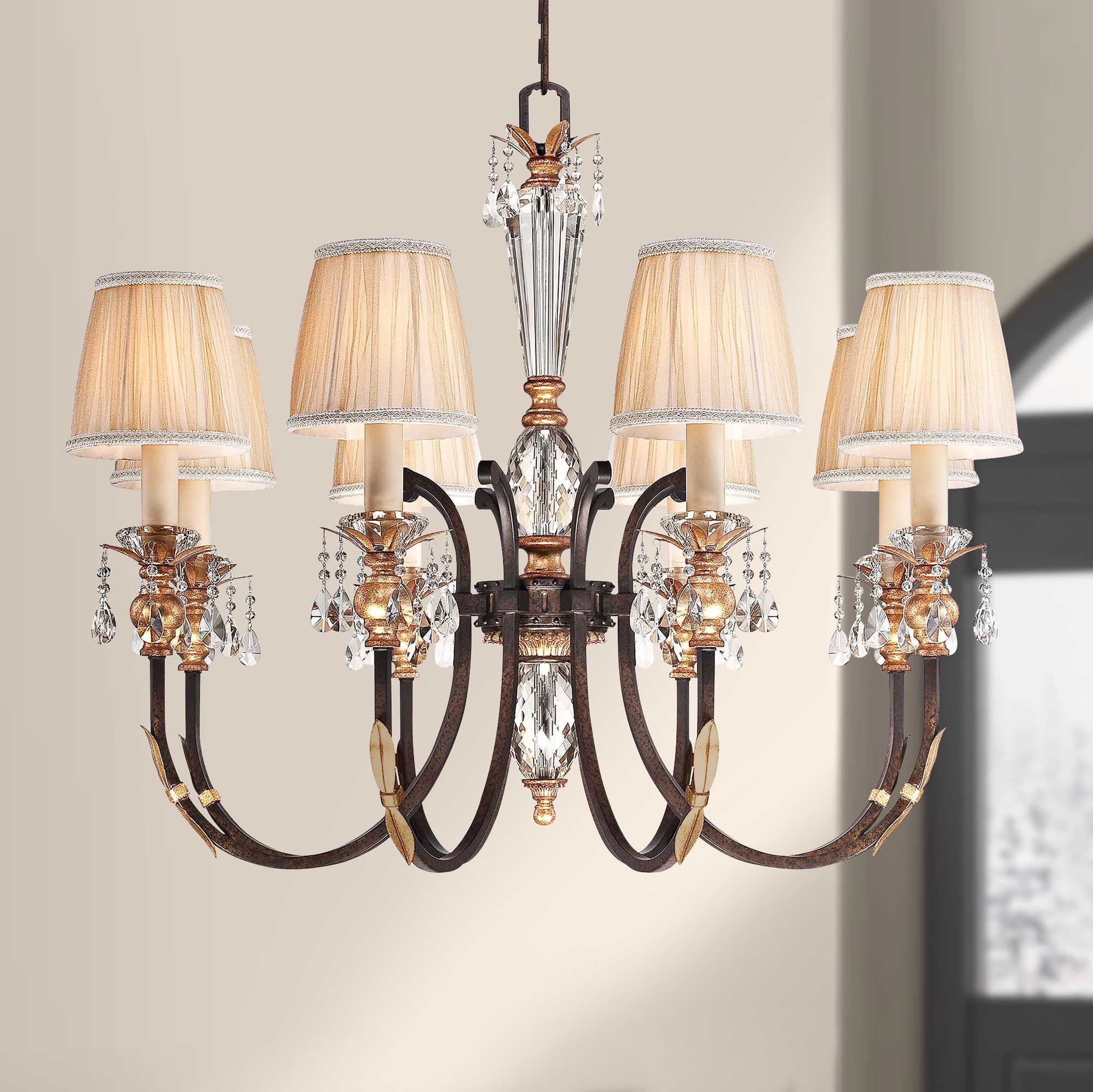 Metropolitan Bella Cristallo 35" Wide Bronze Chandelier