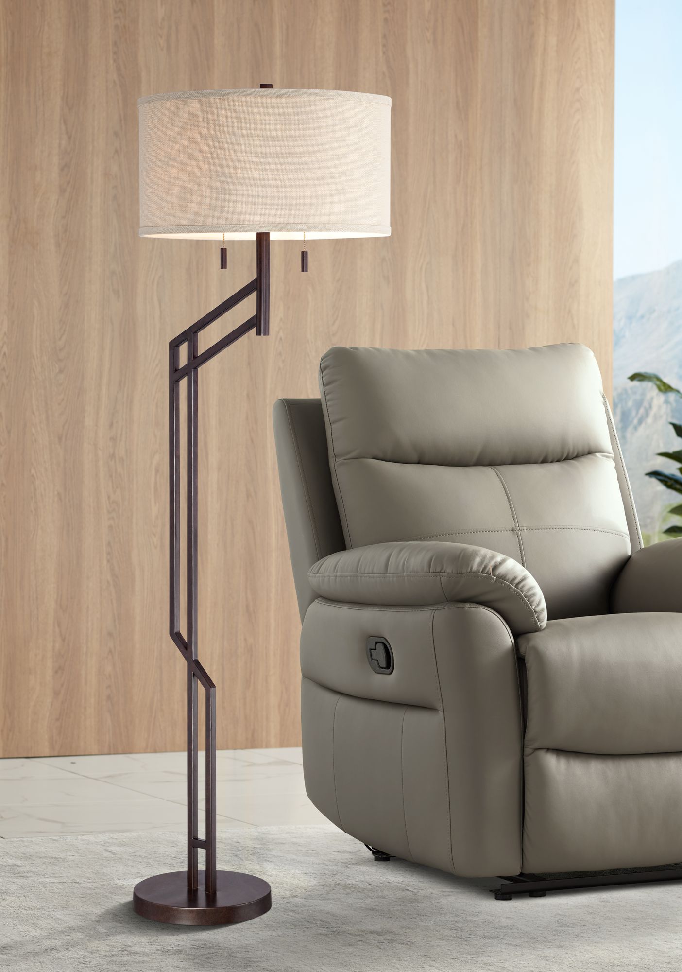 Possini Euro Tyler Angular Bronze Floor Lamp