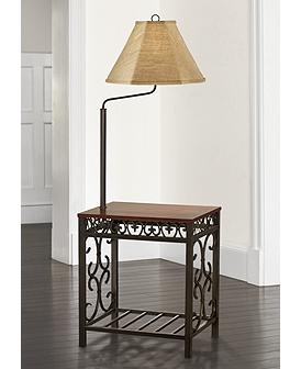 Wood With Tray Table Floor Lamps, Table Lamp With Table Attached