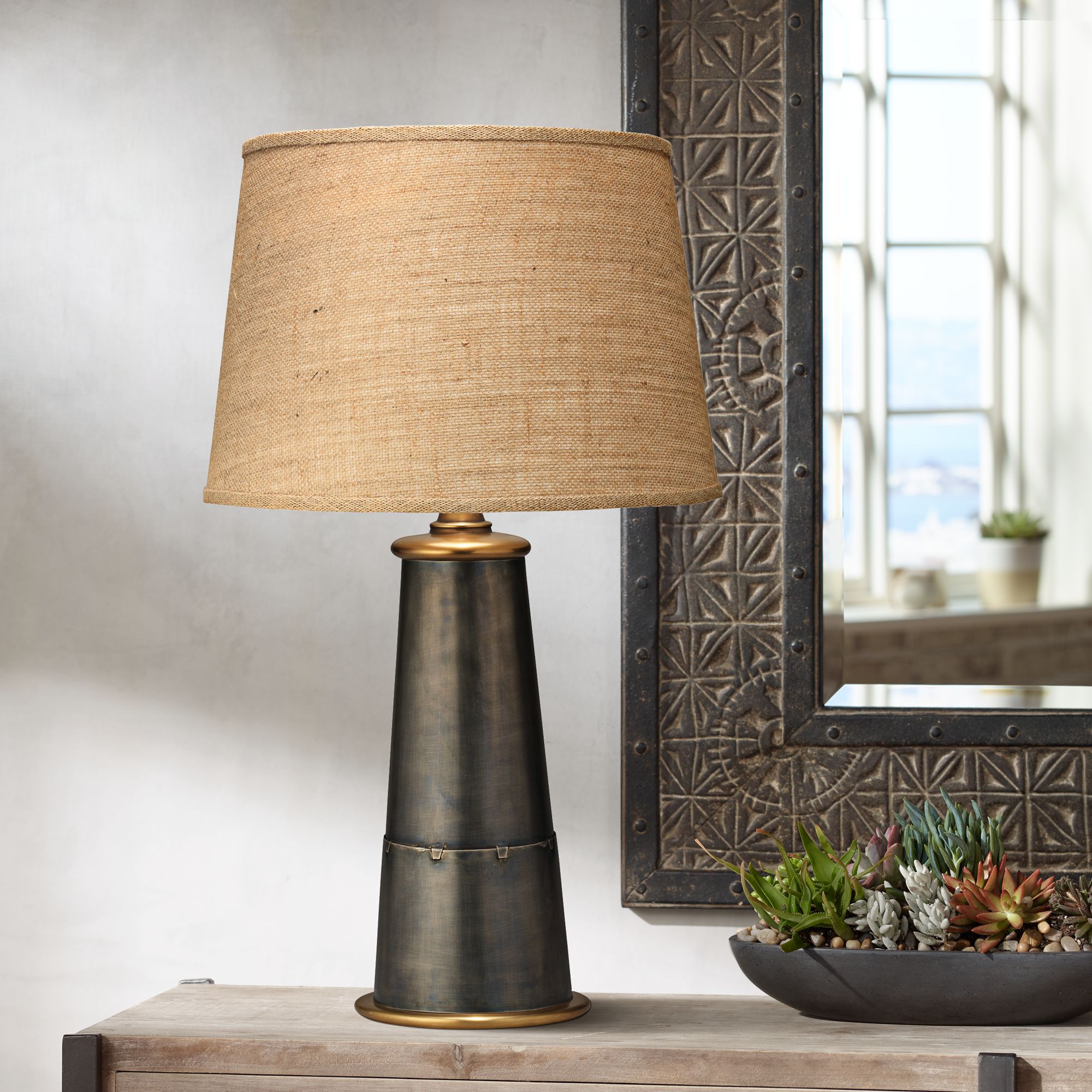 etched birches table lamp