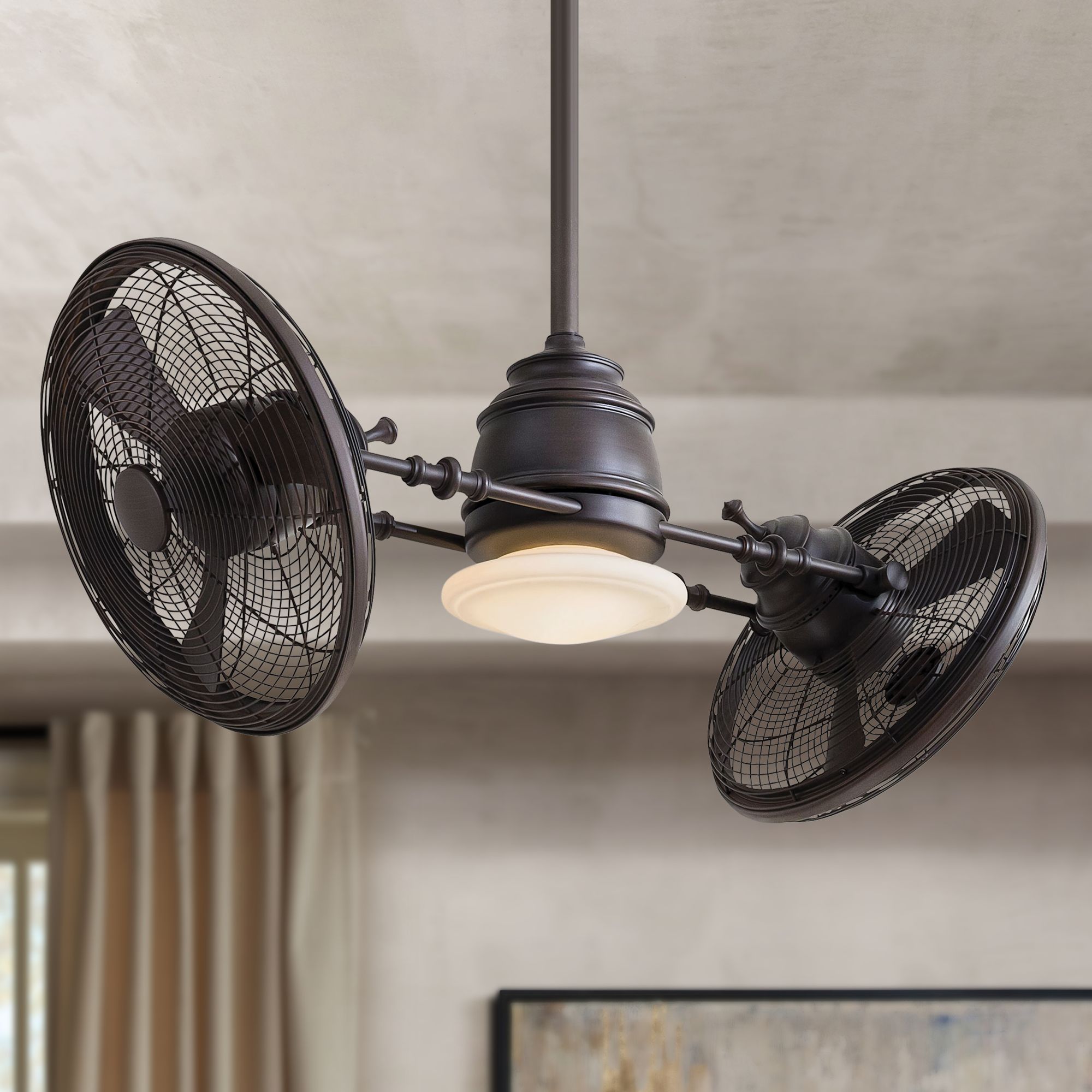 42" Minka Aire Vintage Gyro Kocoa Twin Caged LED Ceiling Fan
