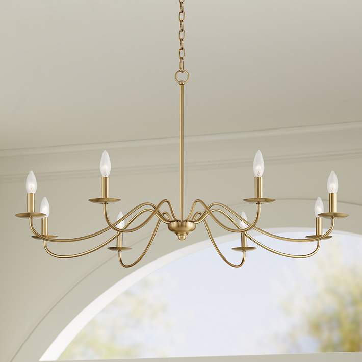 Marinec 42 Wide Soft Gold 8 Light, Round Gold Chandelier With Shades