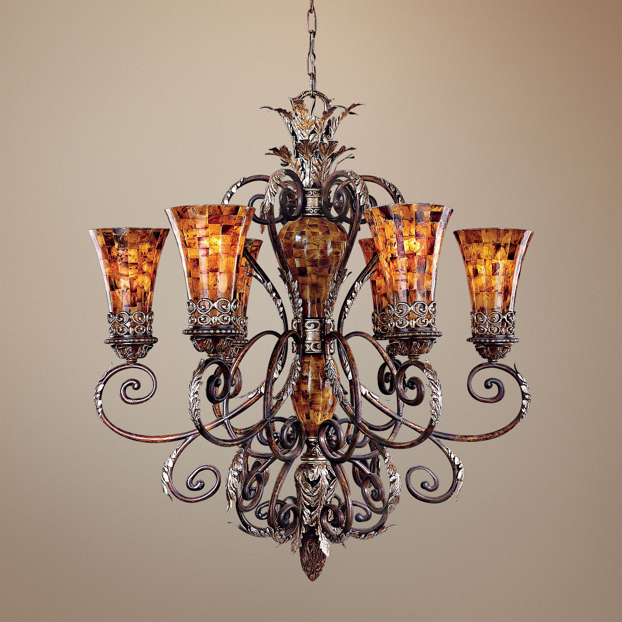 Metropolitan Salamanca Pen Shell Mosaic 7-Light Chandelier