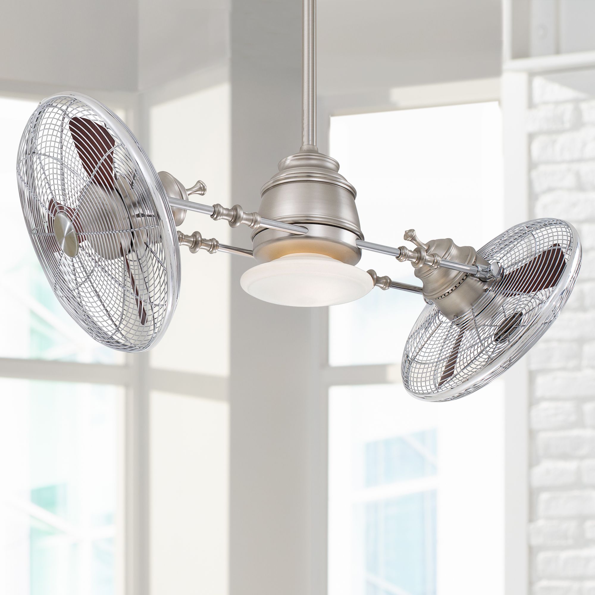 42" Minka Aire Vintage Gyro Brushed Nickel and Chrome LED Ceiling Fan