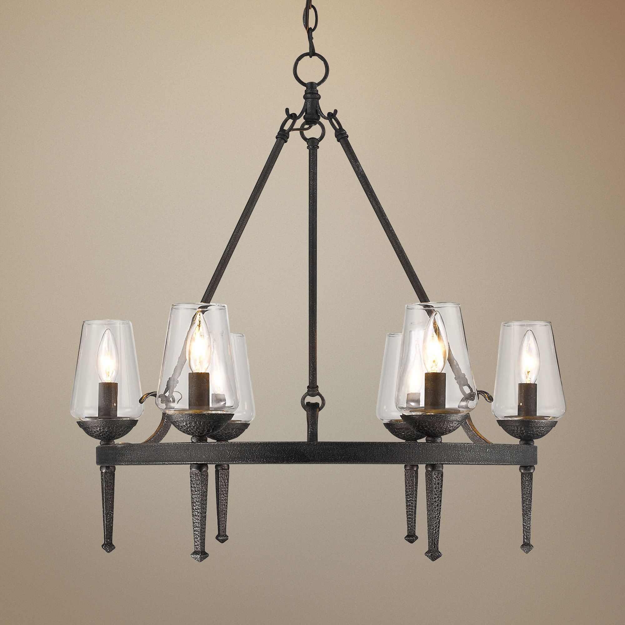 Marcellis 26" Wide Dark Natural Iron 6-Light Chandelier