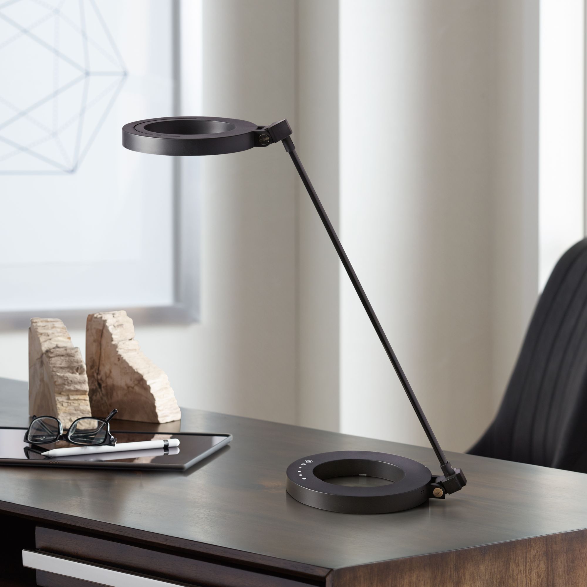 Dillon Matte Black Ring Modern LED Desk Lamp 60E40 Lamps Plus   60E40cropped.fpx