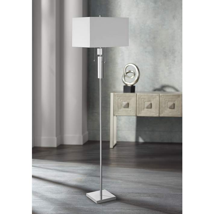 Asplund Polished Chrome Floor Lamp With, Table Lamp Rectangular Shade