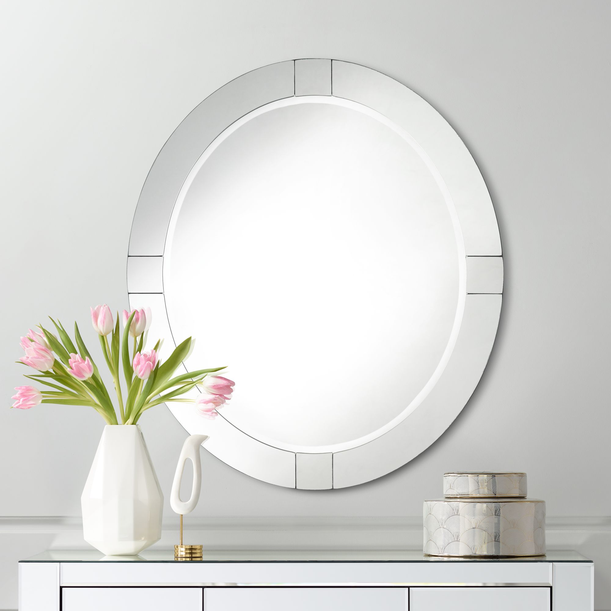 Possini Euro Mackenzie 28" x 32" Frameless Oval Mirror