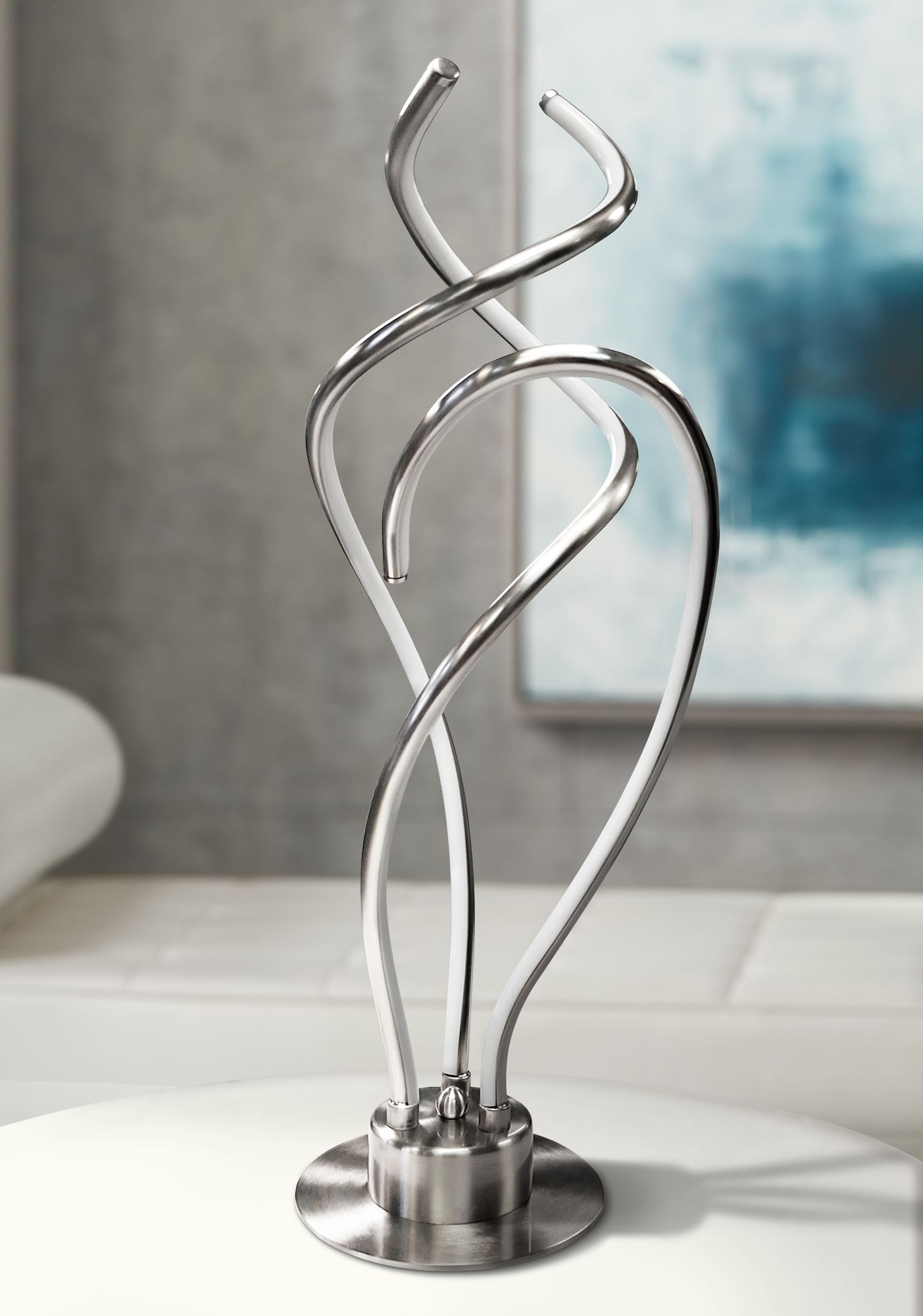 Ergo Satin Chrome 3-Light LED Accent Table Lamp