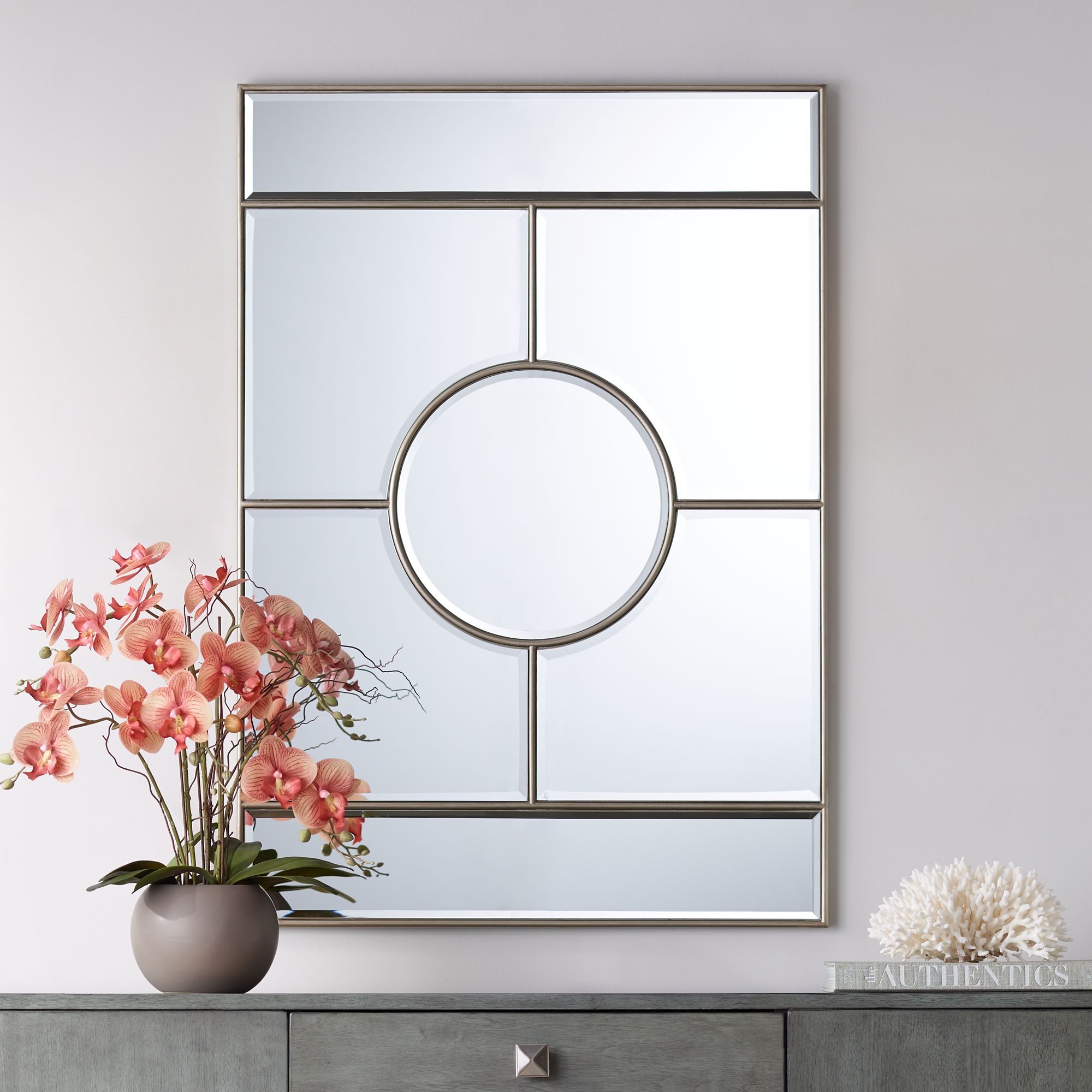 Possini Euro Linda Silver 28" x 40" Deco Wall Mirror