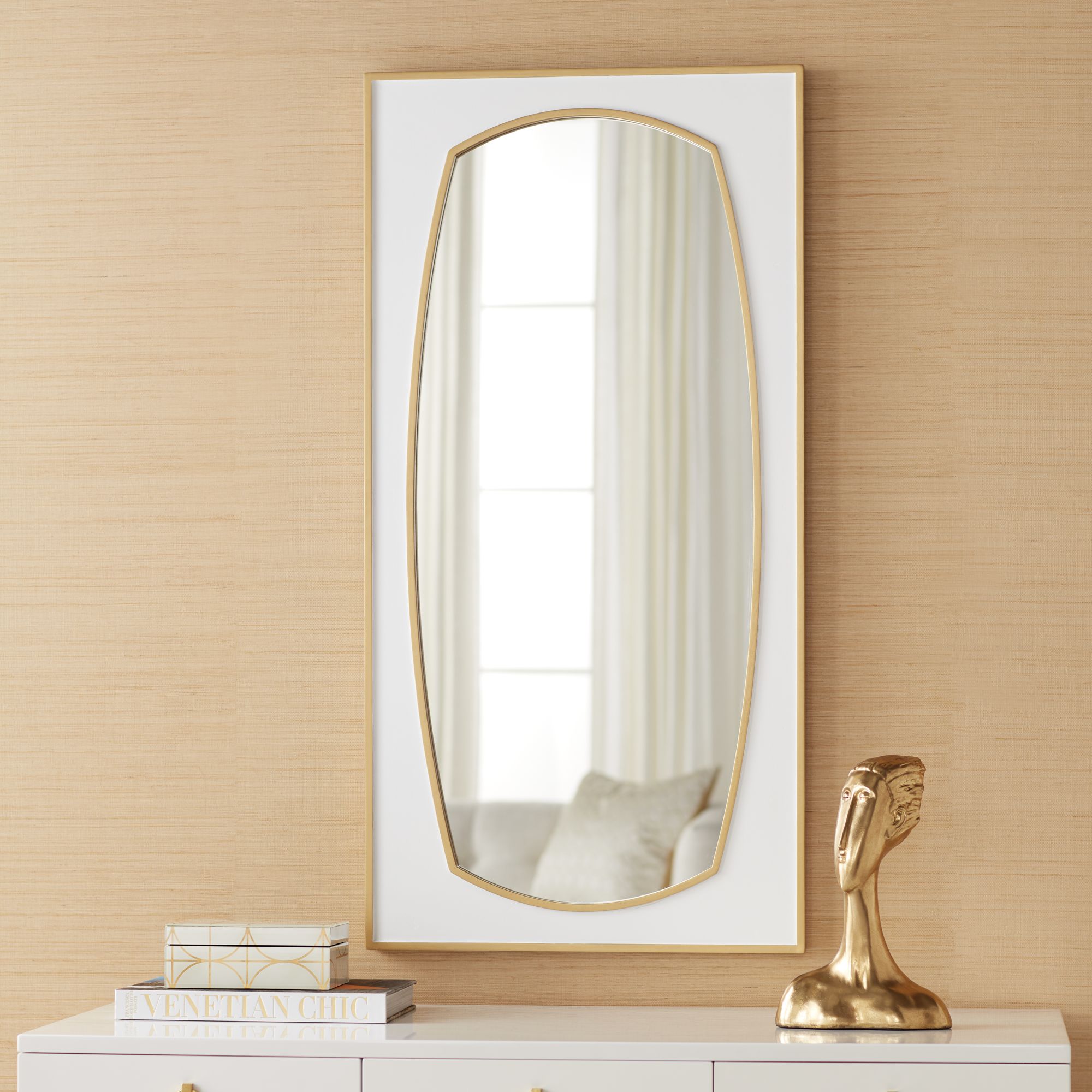 Melinda White and Gold 22" x 44" Wall Mirror