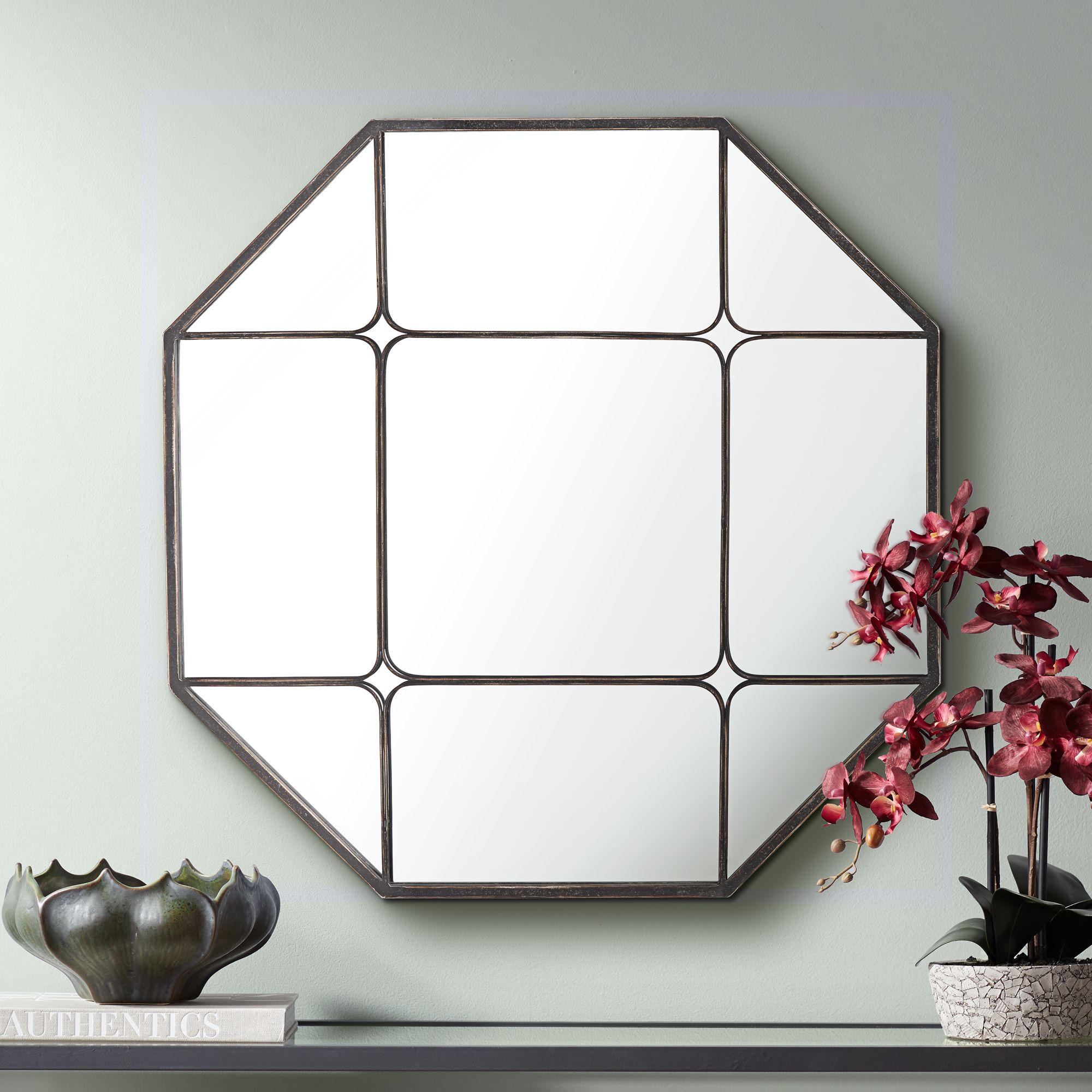 Carla Black Metal 31 1/4" Octagon Wall Mirror