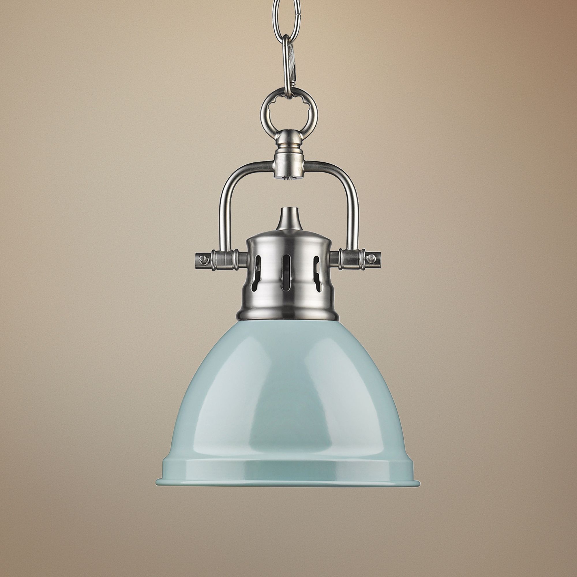 Duncan 6 1/2" Wide Seafoam Blue Mini Pendant with Chain