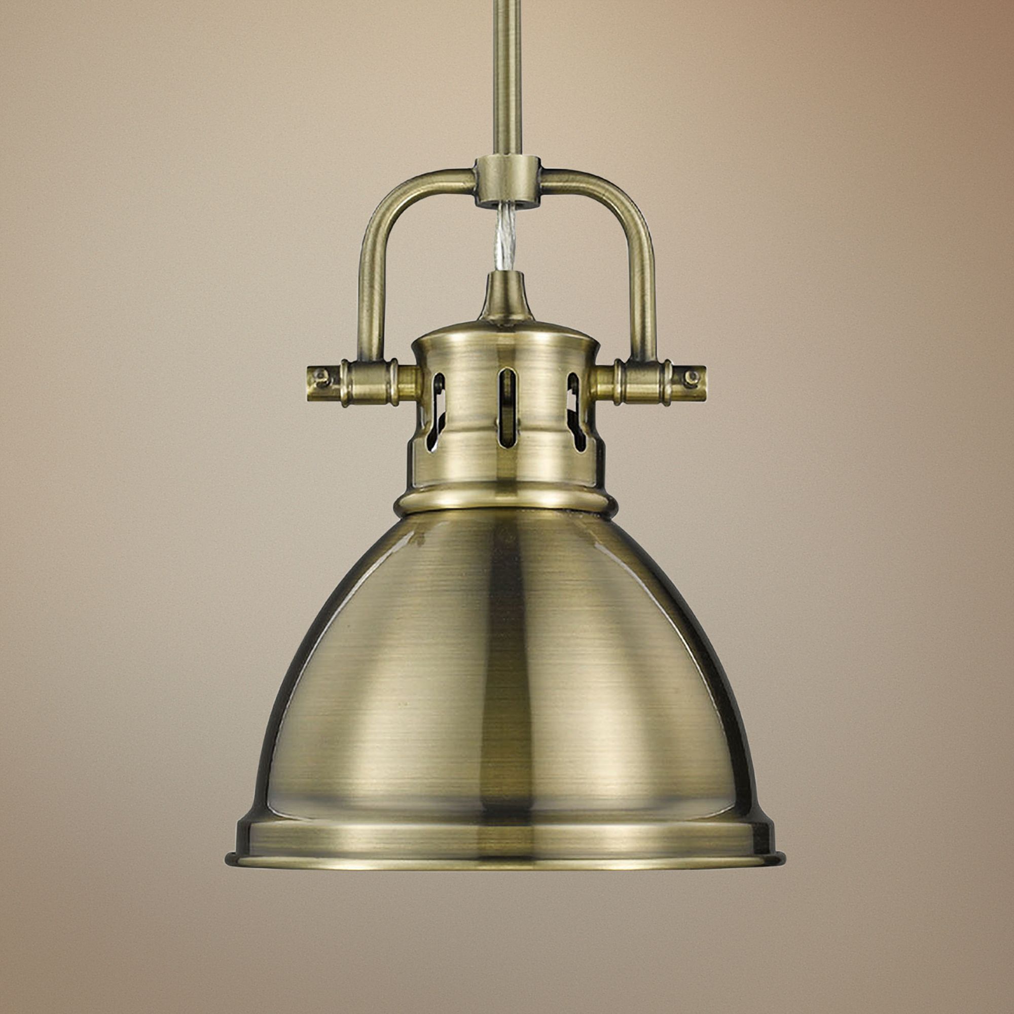 Duncan 6 1/2" Wide Aged Brass Mini Pendant with Rod