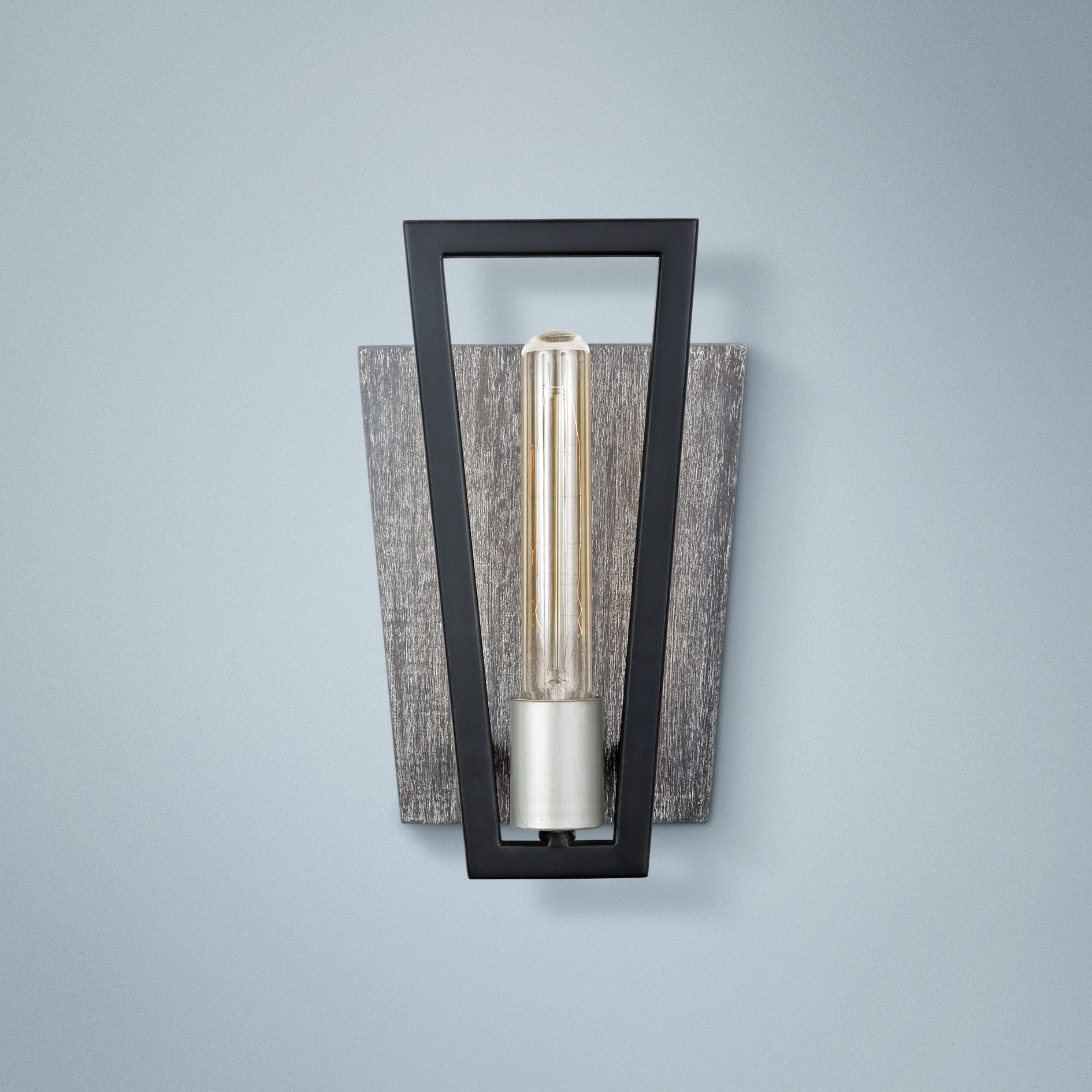 Varaluz Zag 11" High Black with Gray Wood Wall Sconce