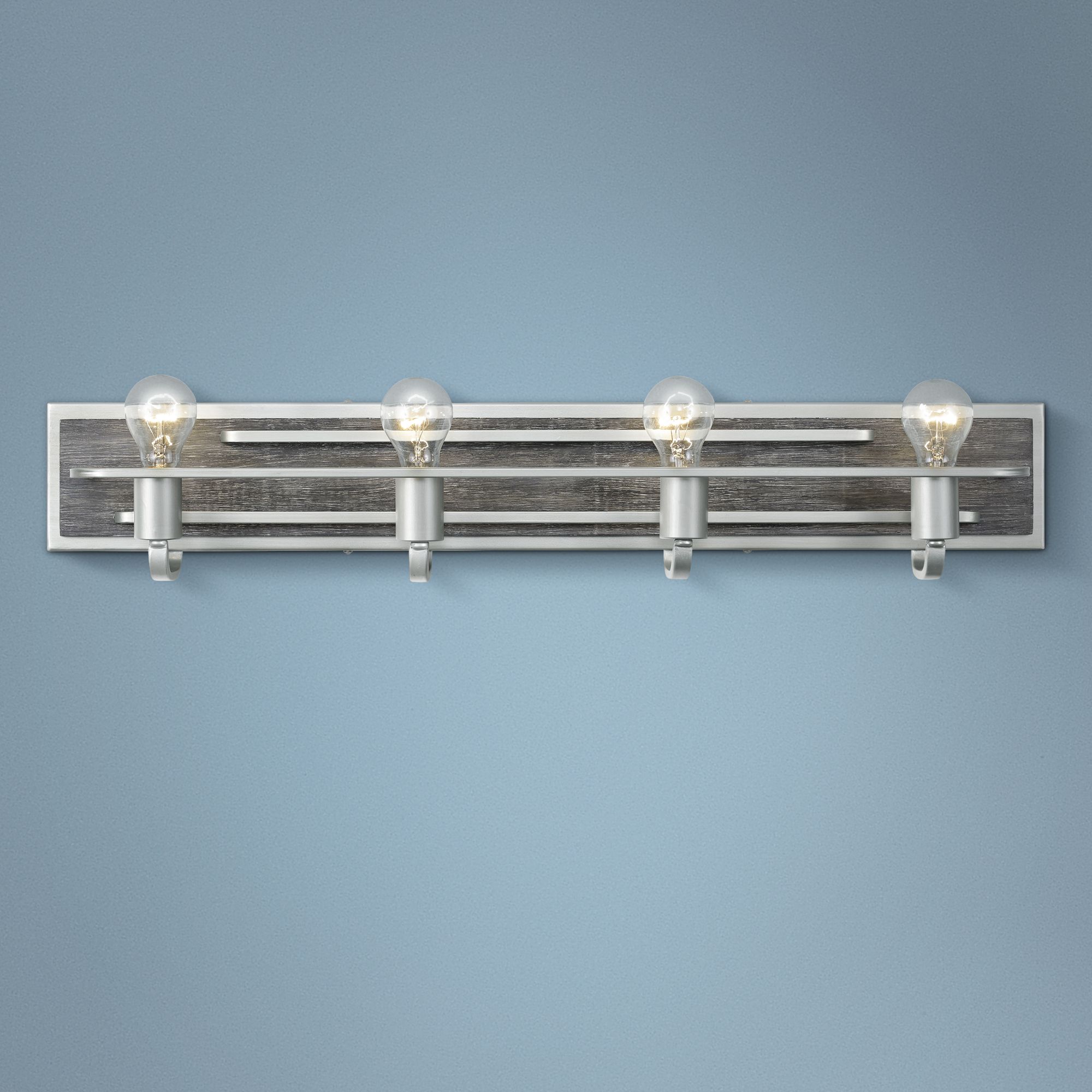 Varaluz Lofty 34"W 4-Light Silverado w/ Gray Wood Bath Light