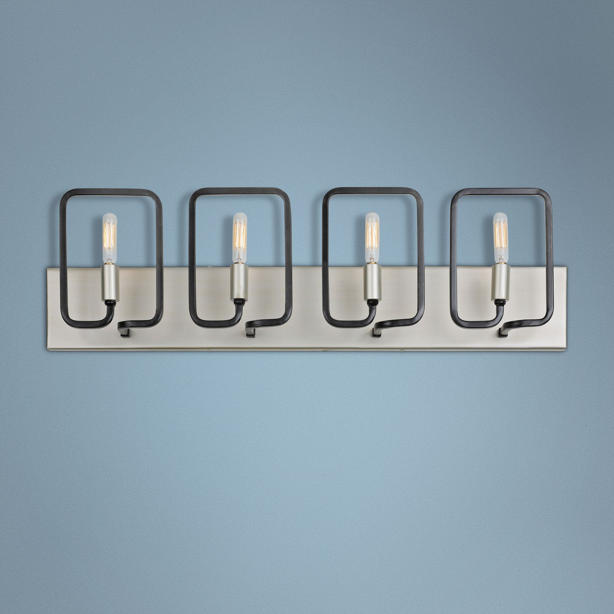 Rectangulo 29" Wide 4-Light Silverado and Black Bath Light