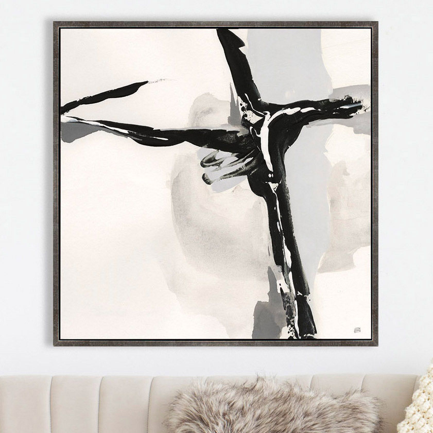 Creamy Neutral II 30" Square Framed Canvas Wall Art