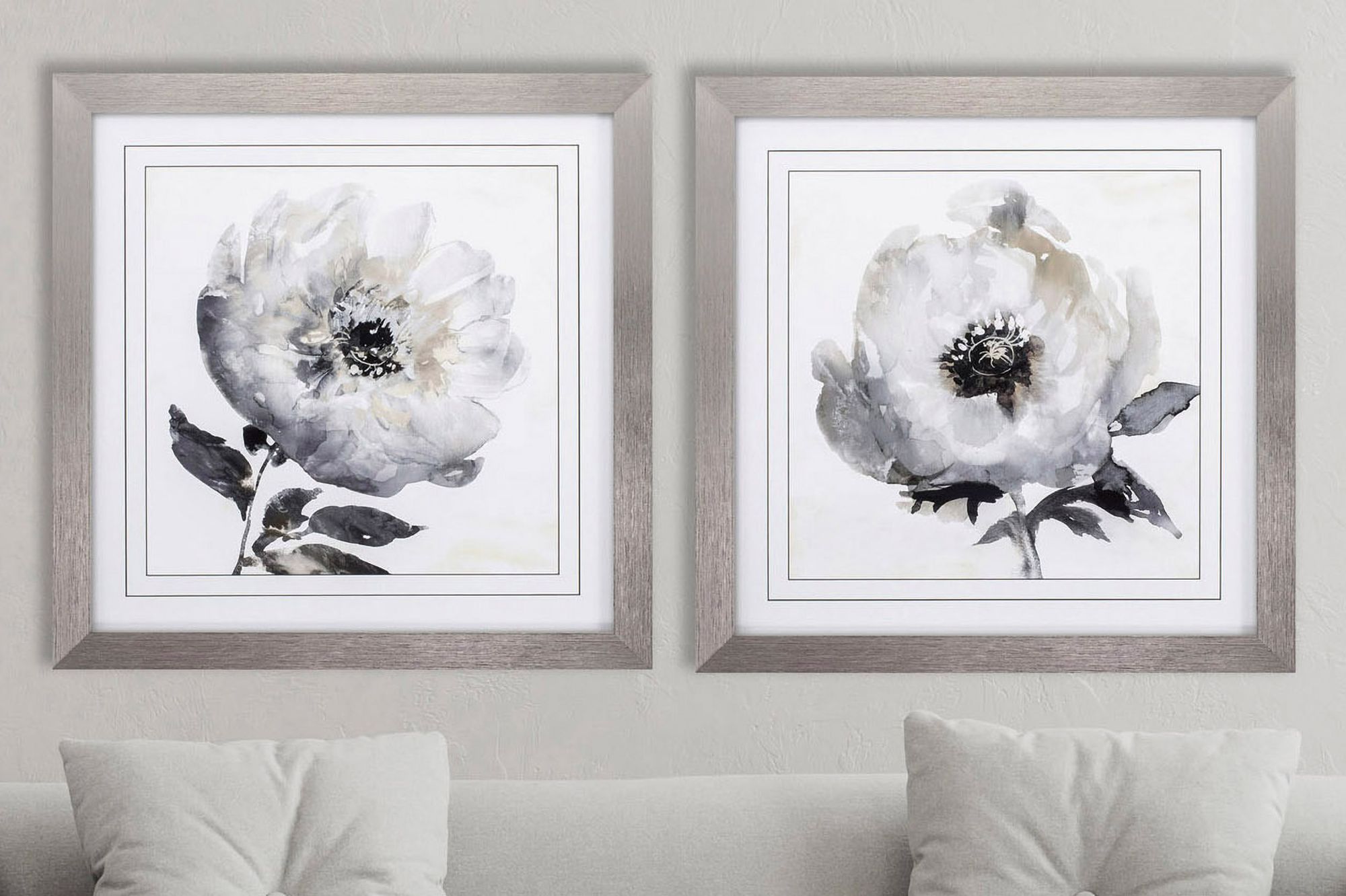 Tranquil Floral 28" Square 2Piece Framed Wall Art Set 60P58 Lamps