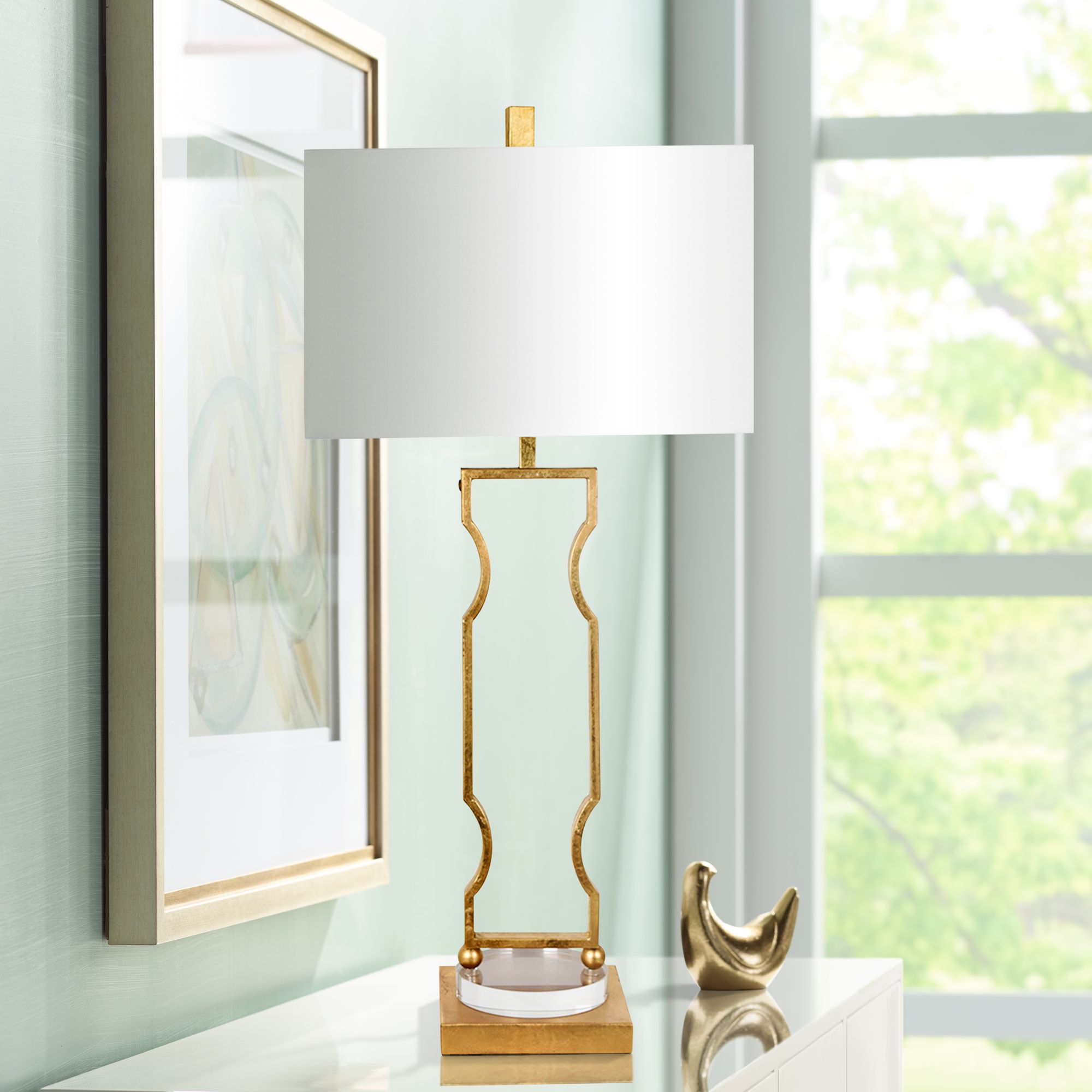 Crestview Collection Carlisle Gold Leaf Metal Table Lamp