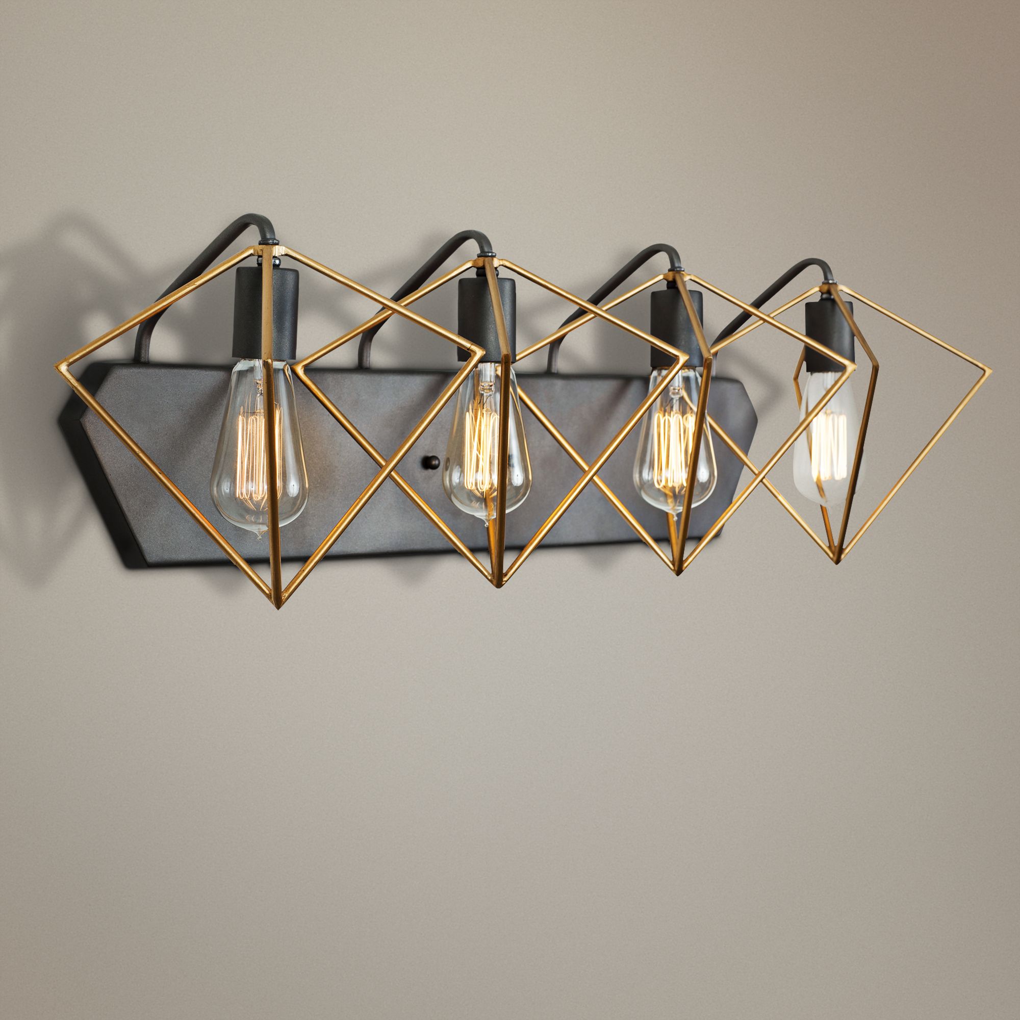 Metropolis 31 1/2"W 4-Light Gold w/ Rustic Bronze Bath Light