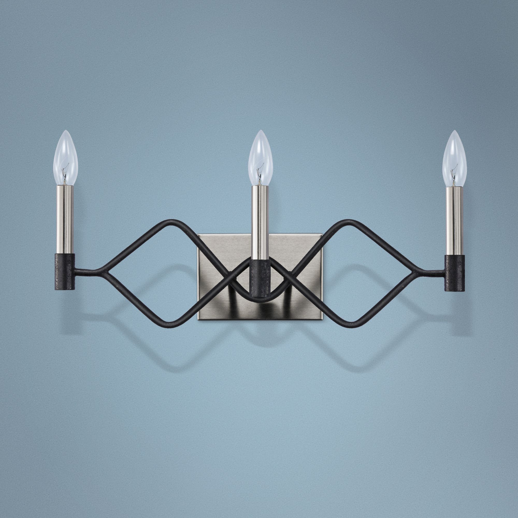 To Circuit with Love 20"W 3-Light Black w/ Nickel Bath Light