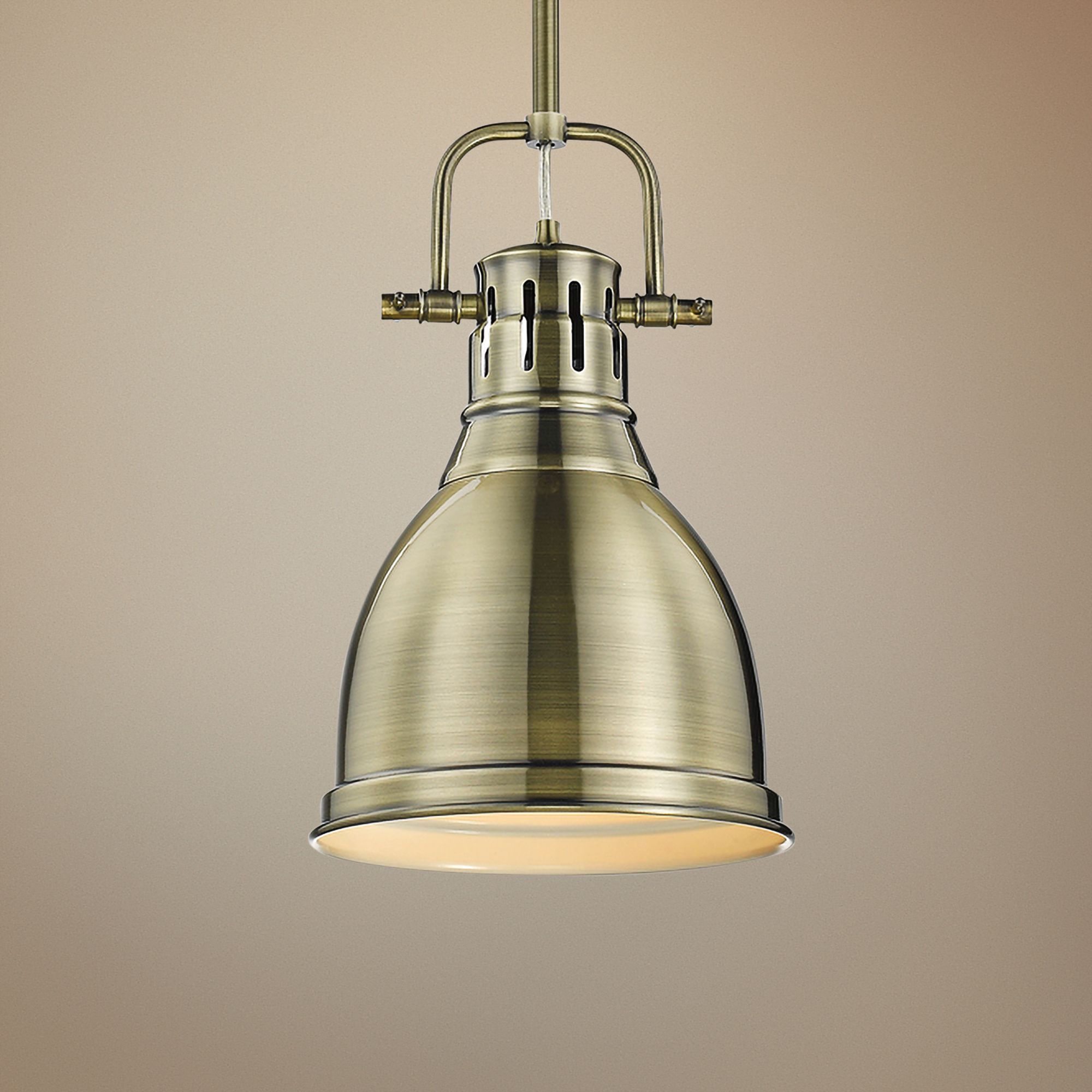 Duncan 9" Wide Aged Brass Mini Pendant with Rod
