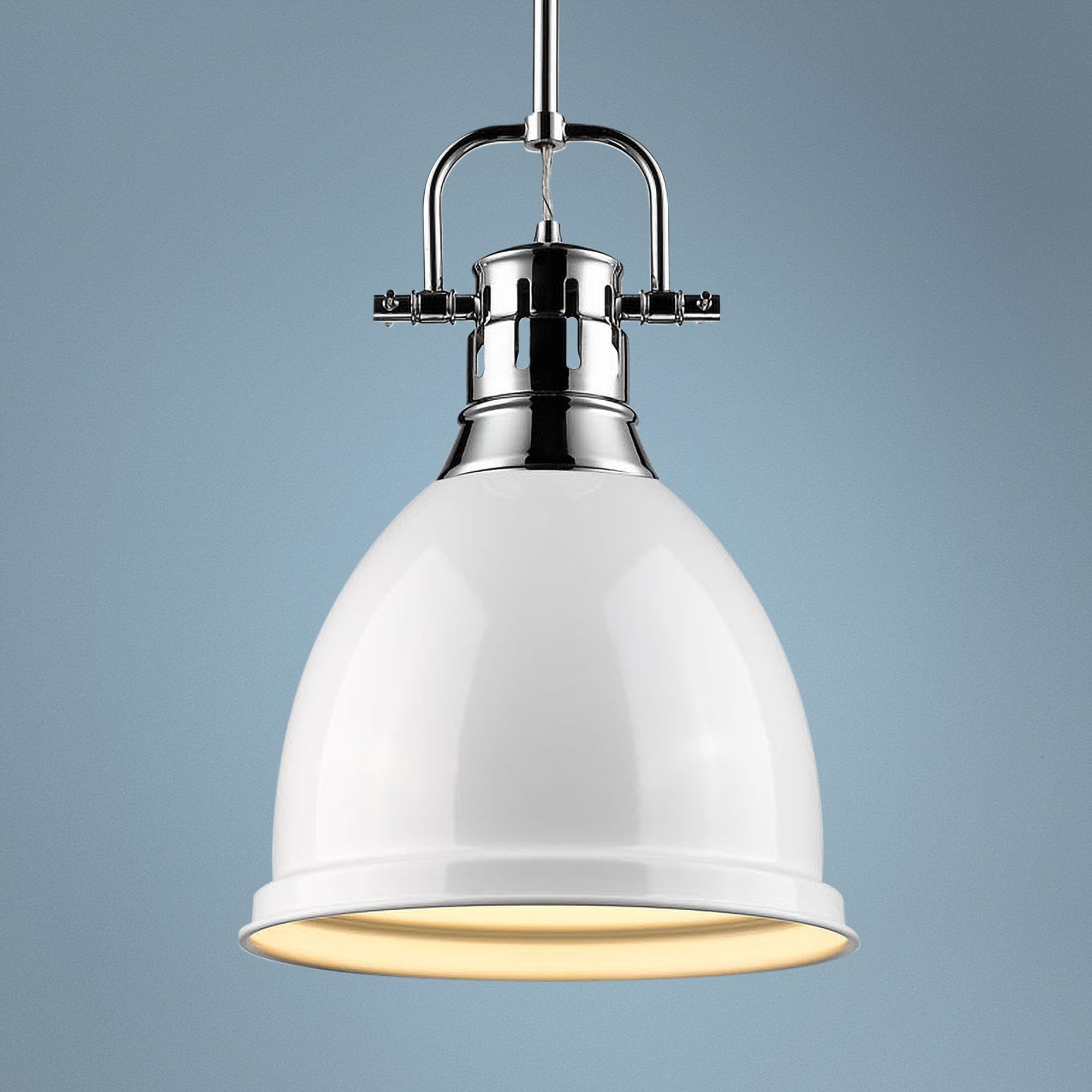 Duncan 9" Wide Chrome and White Mini Pendant with Rod