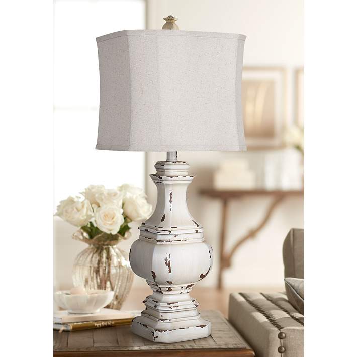 Crestview Collection Daryl Ii Antique, Square Antique White Table Lamp
