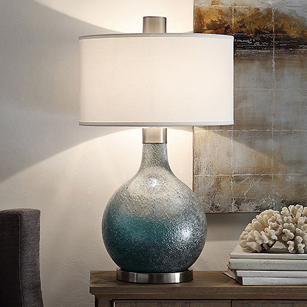 Crestview Collection Celest Blue and Silver Glass Table Lamp