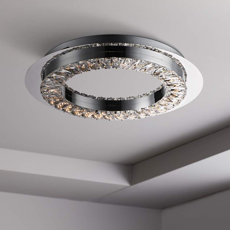 Image 1 ET2 Charm 17" Wide Polished Chrome Ring LED Ceiling Light