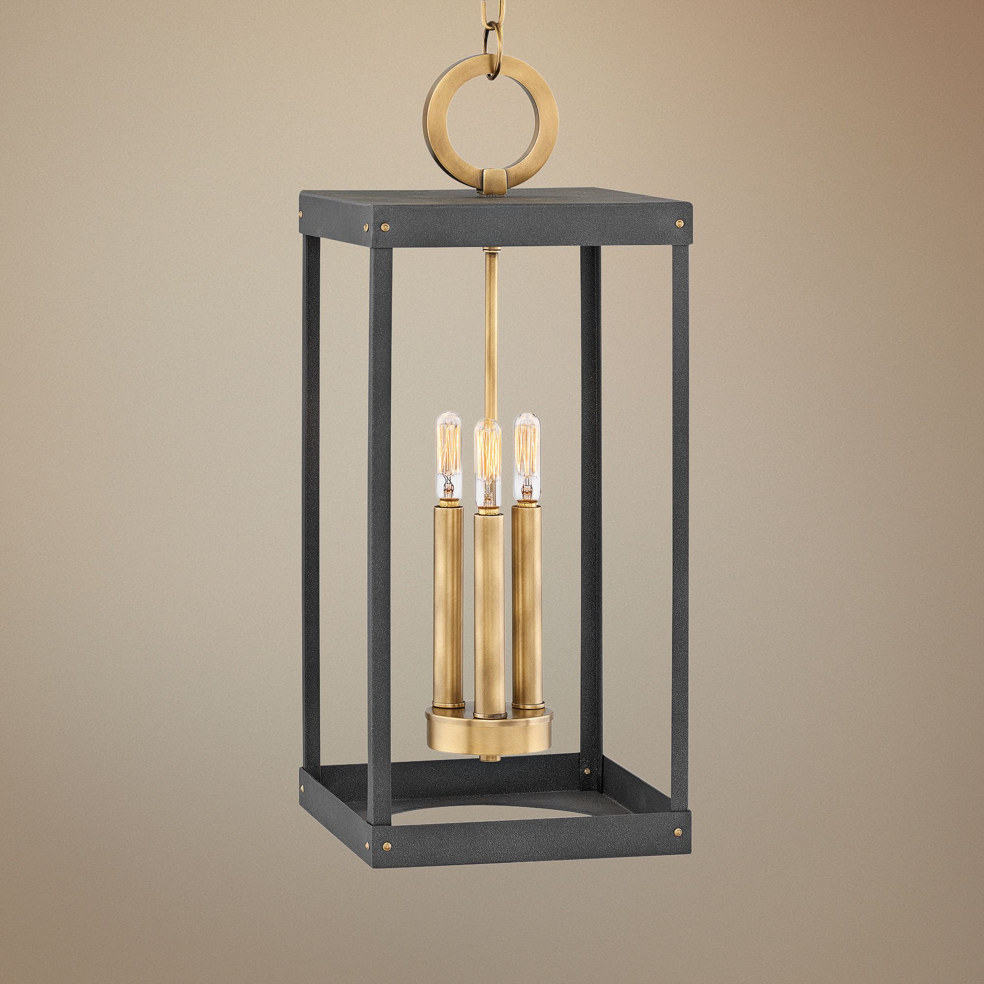 Porter 9"W Heritage Brass w/ Aged Zinc 3-Light Mini Pendant
