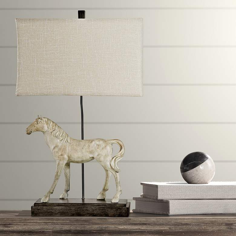 Image 1 Dapple Gray Horse Figurine Table Lamp