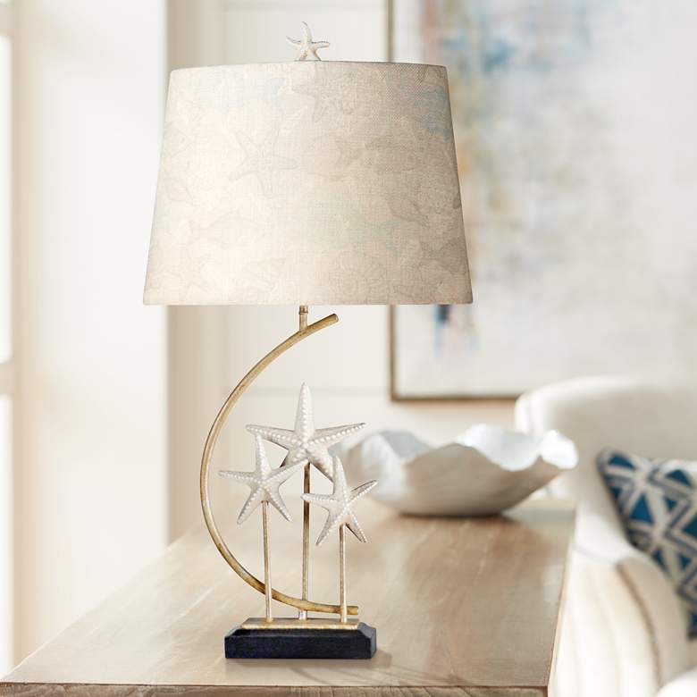 Image 1 Sand Stone Silver and White Starfish Table Lamp