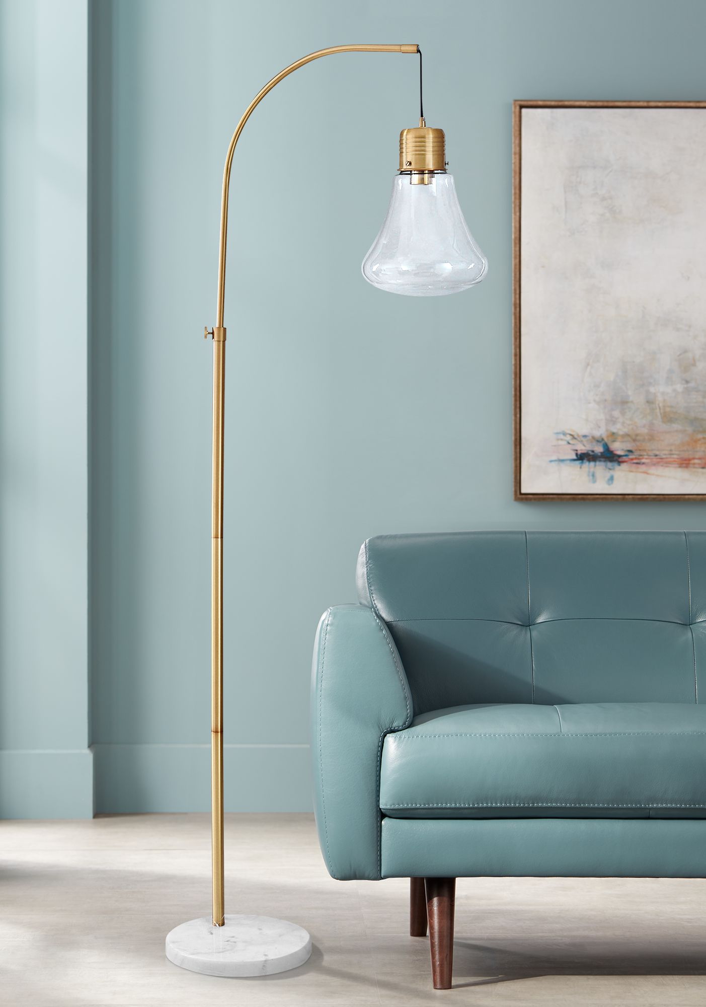 Cordea White and Gold Modern Floor Lamp with Clear Glass