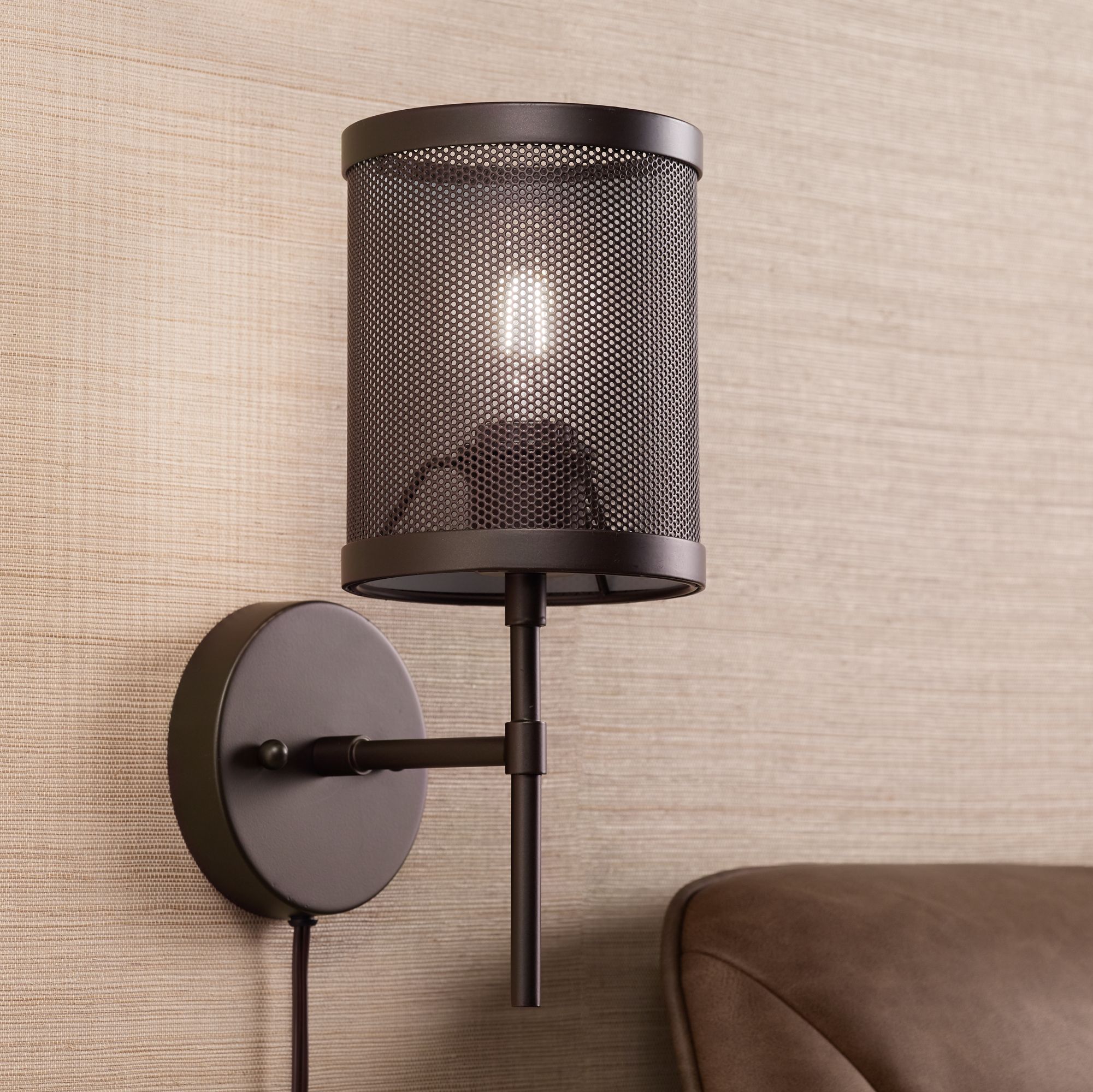 Scranton Bronze Mesh Metal Cage Pin-Up Wall Lamp