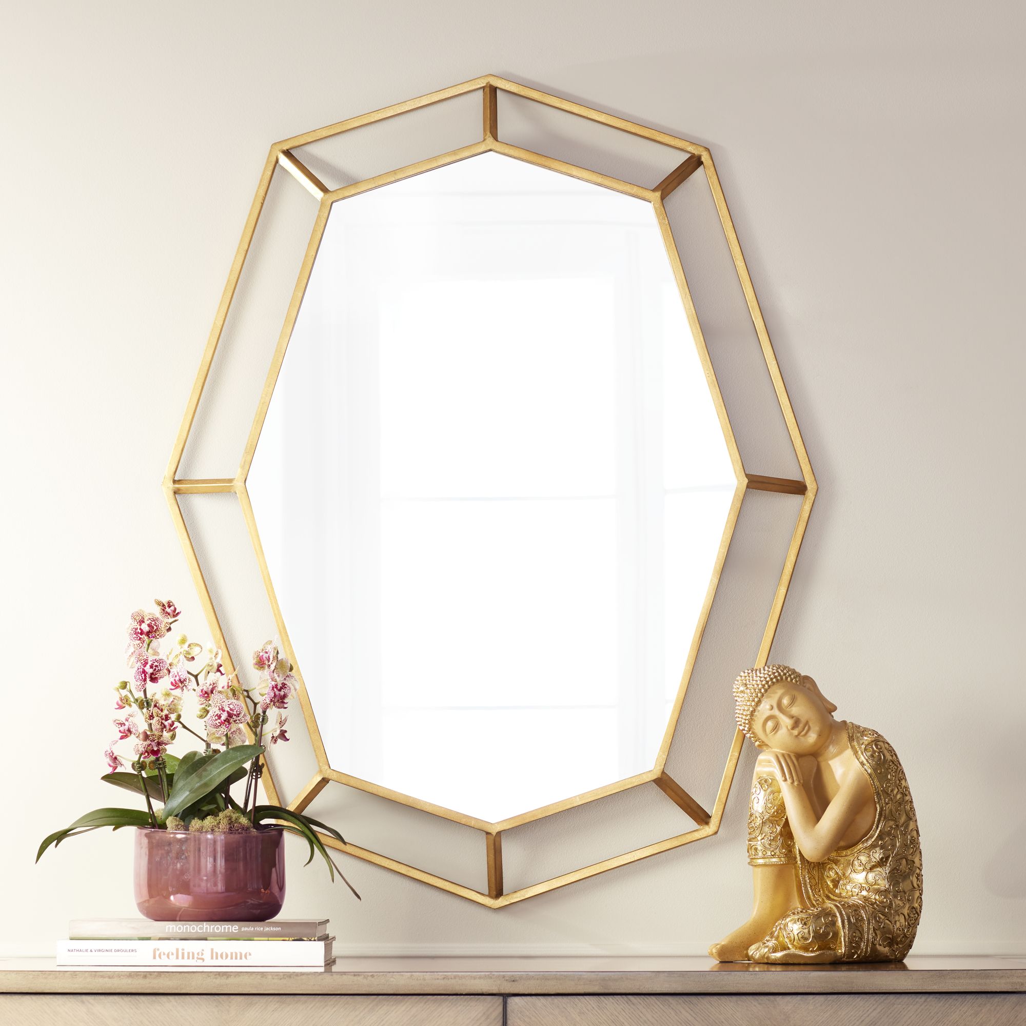 Karina Gold 31 3/4" x 41" Oval Octagon Wall Mirror