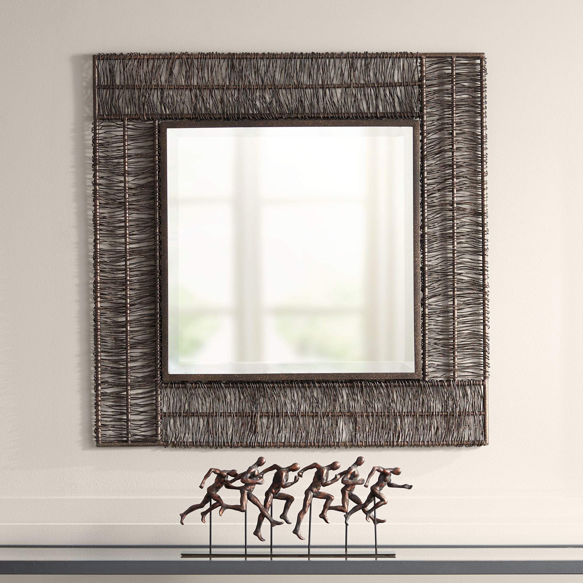Berlin Brown 30 3/4" Square Wrapped Wire Wall Mirror