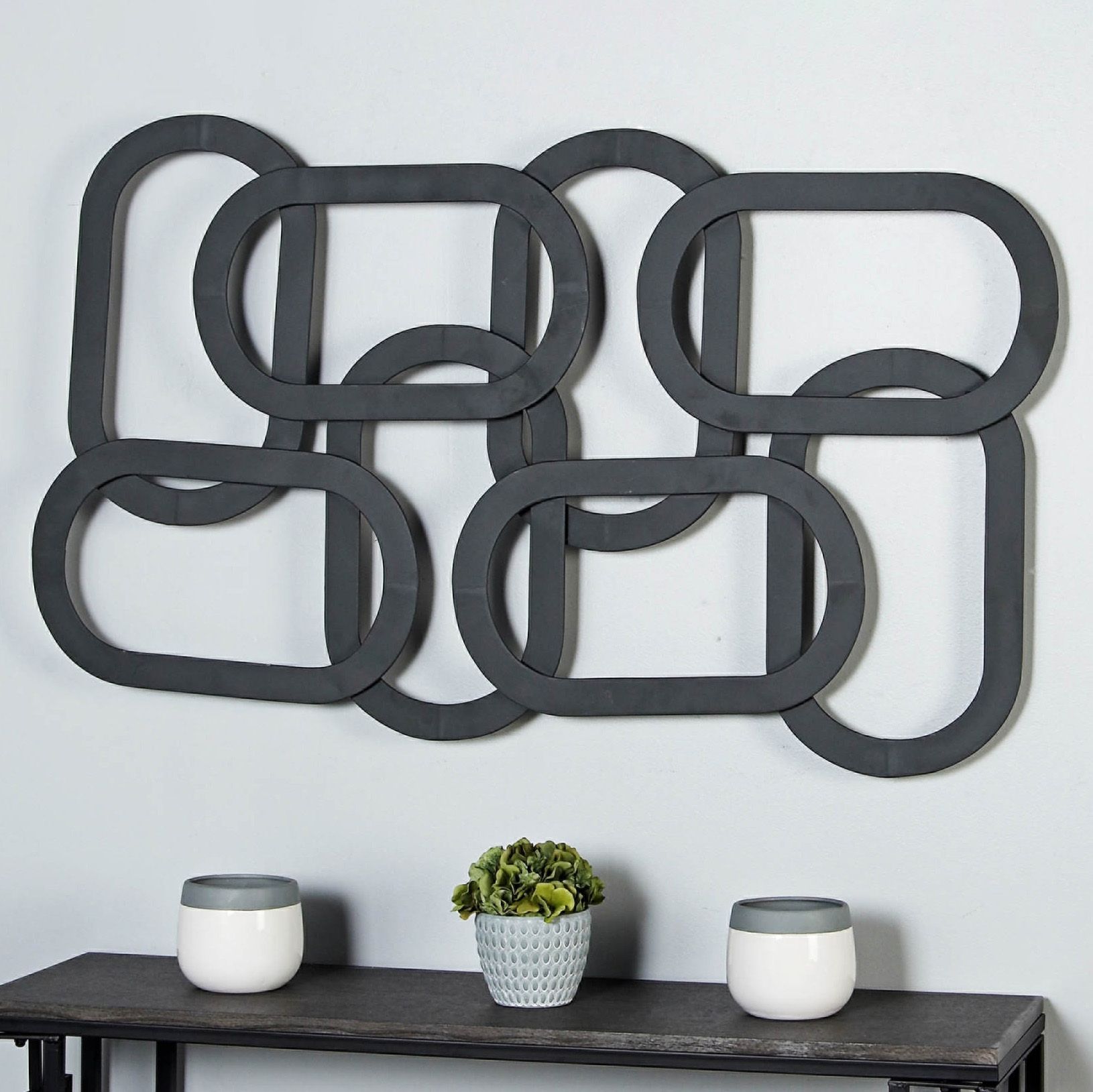 Contemporary Overlapping Ovals 52" Wide Metal Wall Art