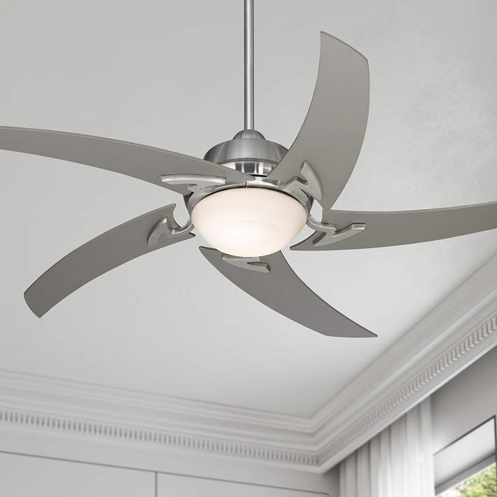 52 Casa Vieja Capri Brushed Nickel Led, Modern Crystal Ceiling Fan With Remote Control Satin Nickel White