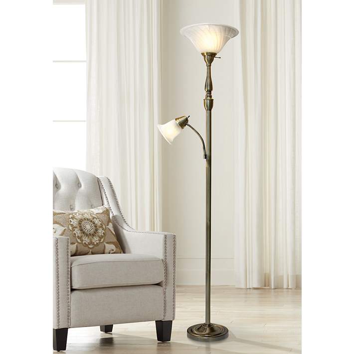 Elegant Designs Mother Daughter Brass 2, Floor Lamps With 2 Lights