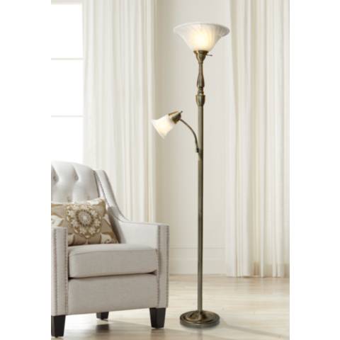 Elegant Designs Mother Daughter Brass 2-Light Floor Lamp - #61G55 | Lamps  Plus