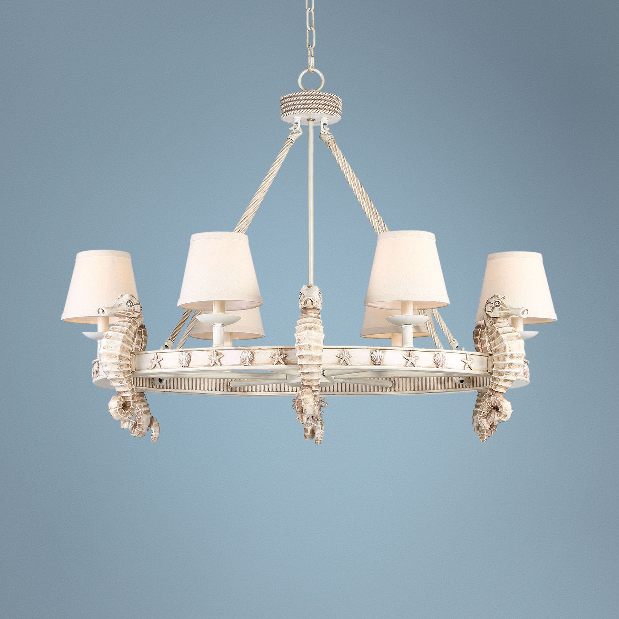 Seahorse 36" Wide Antique 6-Light Oval Chandelier