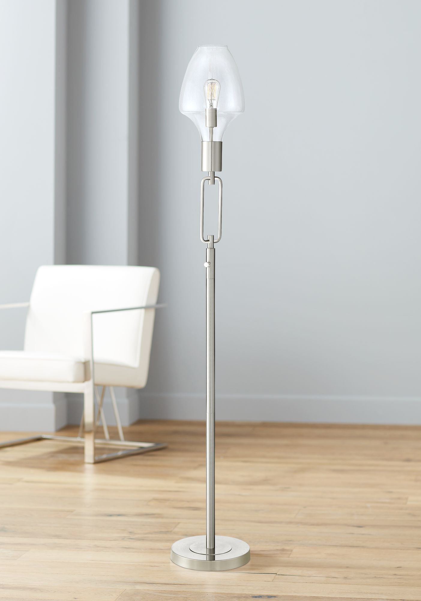 Possini Euro Hayley Brushed Nickel Torchiere Floor Lamp